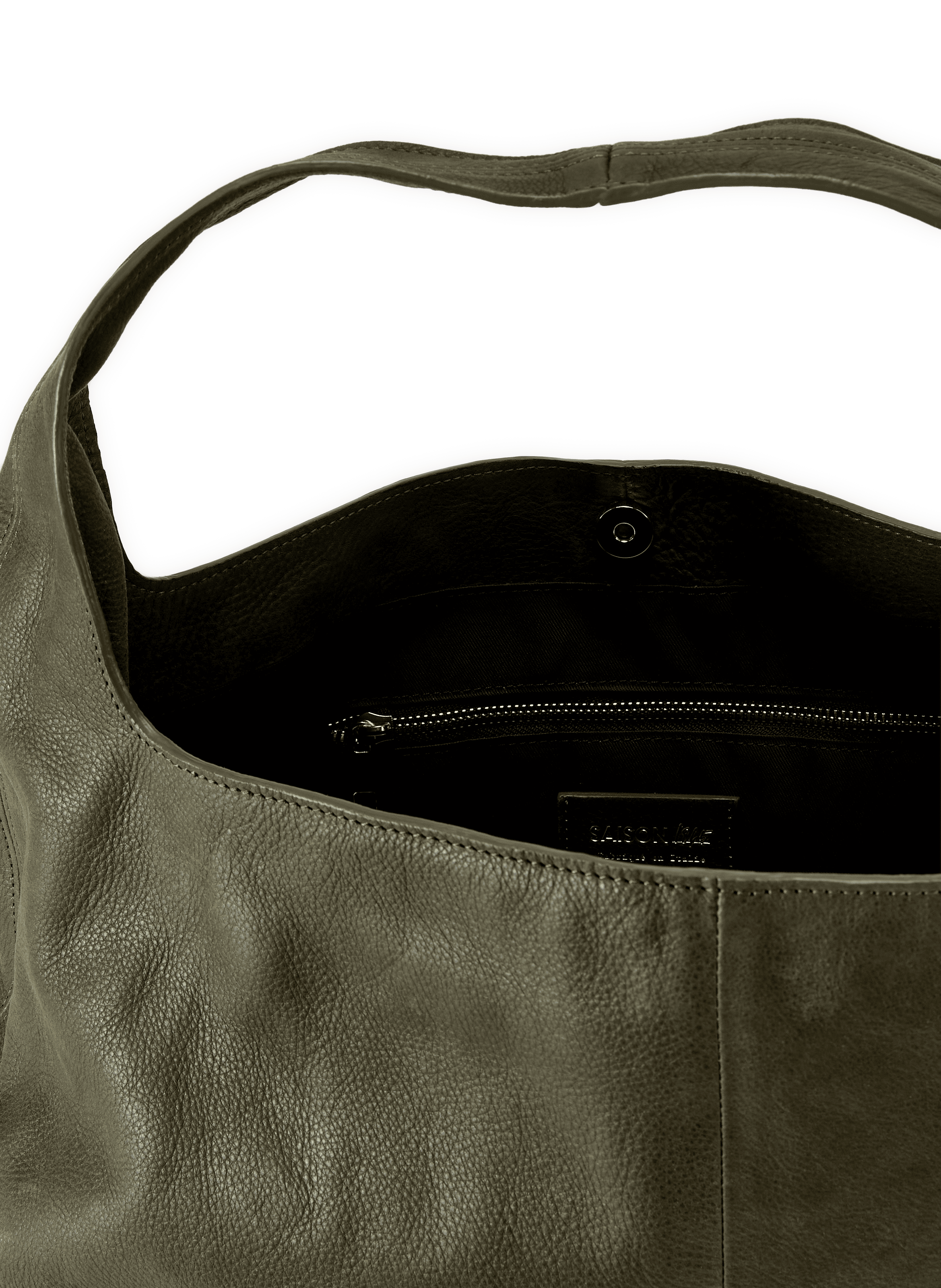 Handbag in cowhide leather henri SAISON 1865 Khaki