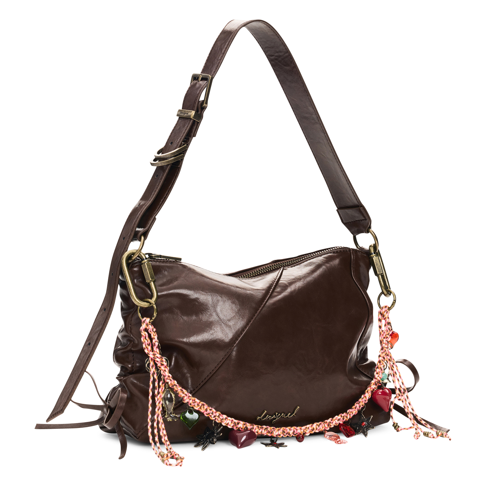 Leather-look shoulder bag DESIGUAL Brown