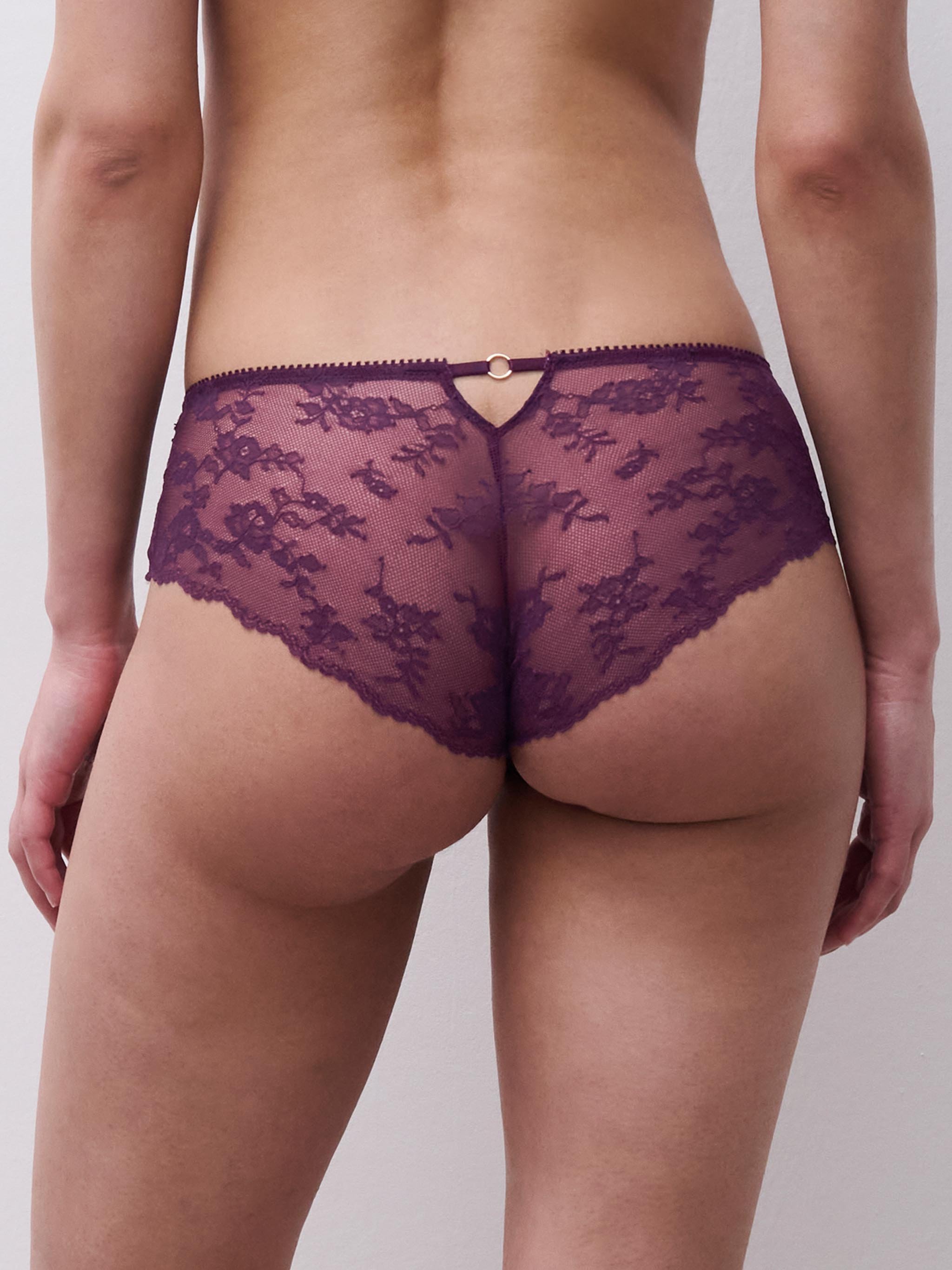 Shorty floral embroidery CHANTELLE Purple