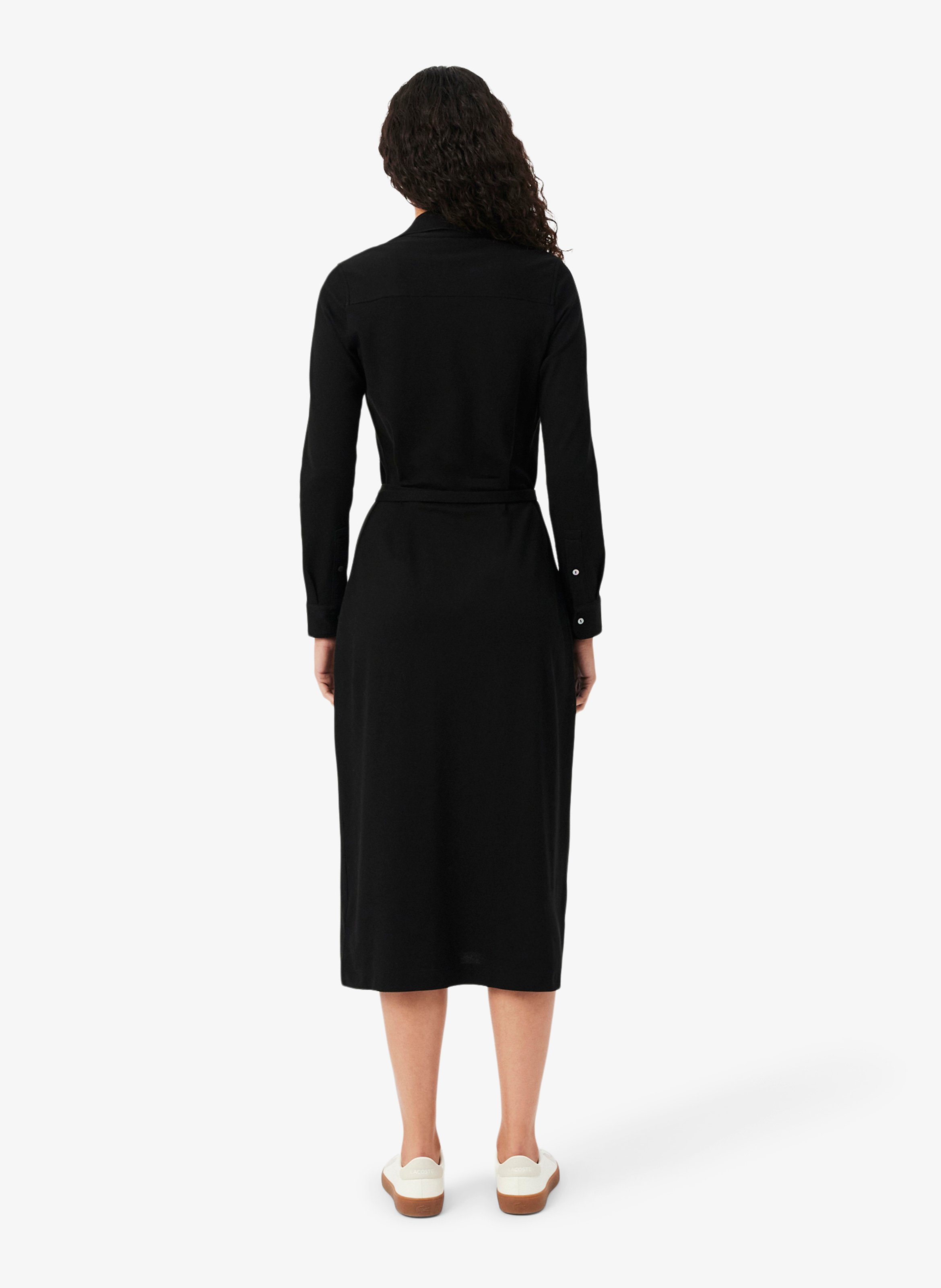 Robe cache-cœur cintrée en coton mélangé LACOSTE Noir