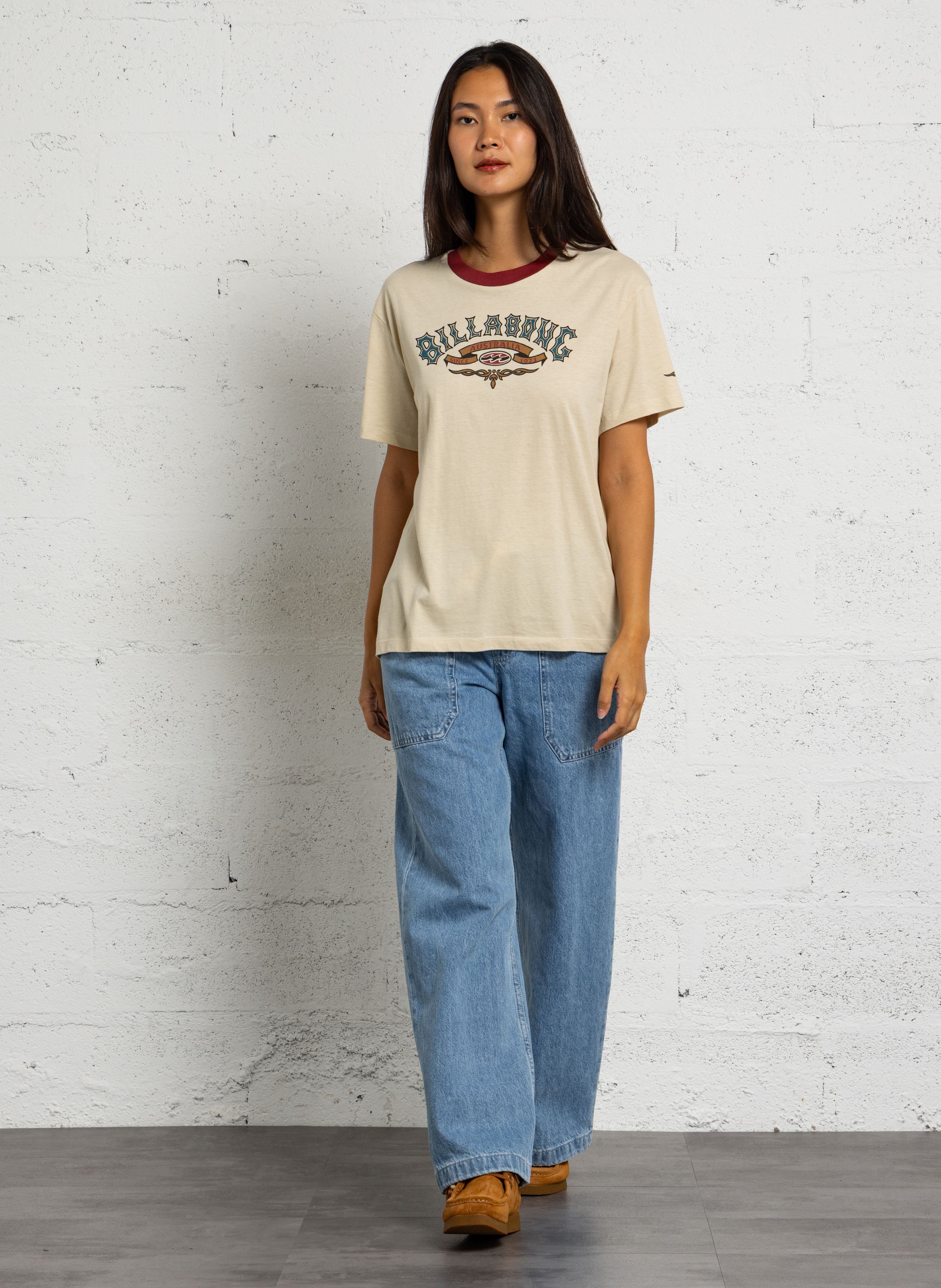 Tee shit imprimé en coton mélangé BILLABONG Beige