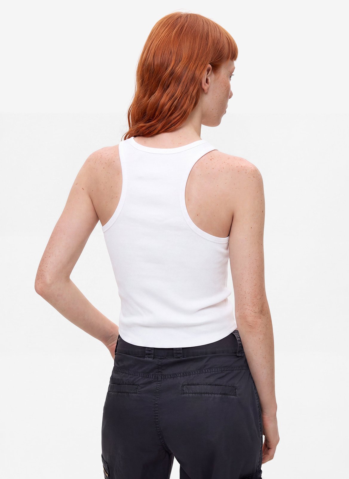 Eng anliegendes Tanktop mit Rundhalsausschnitt und bedrucktem Baumwollmischgewebe. DESIGUAL Weiss