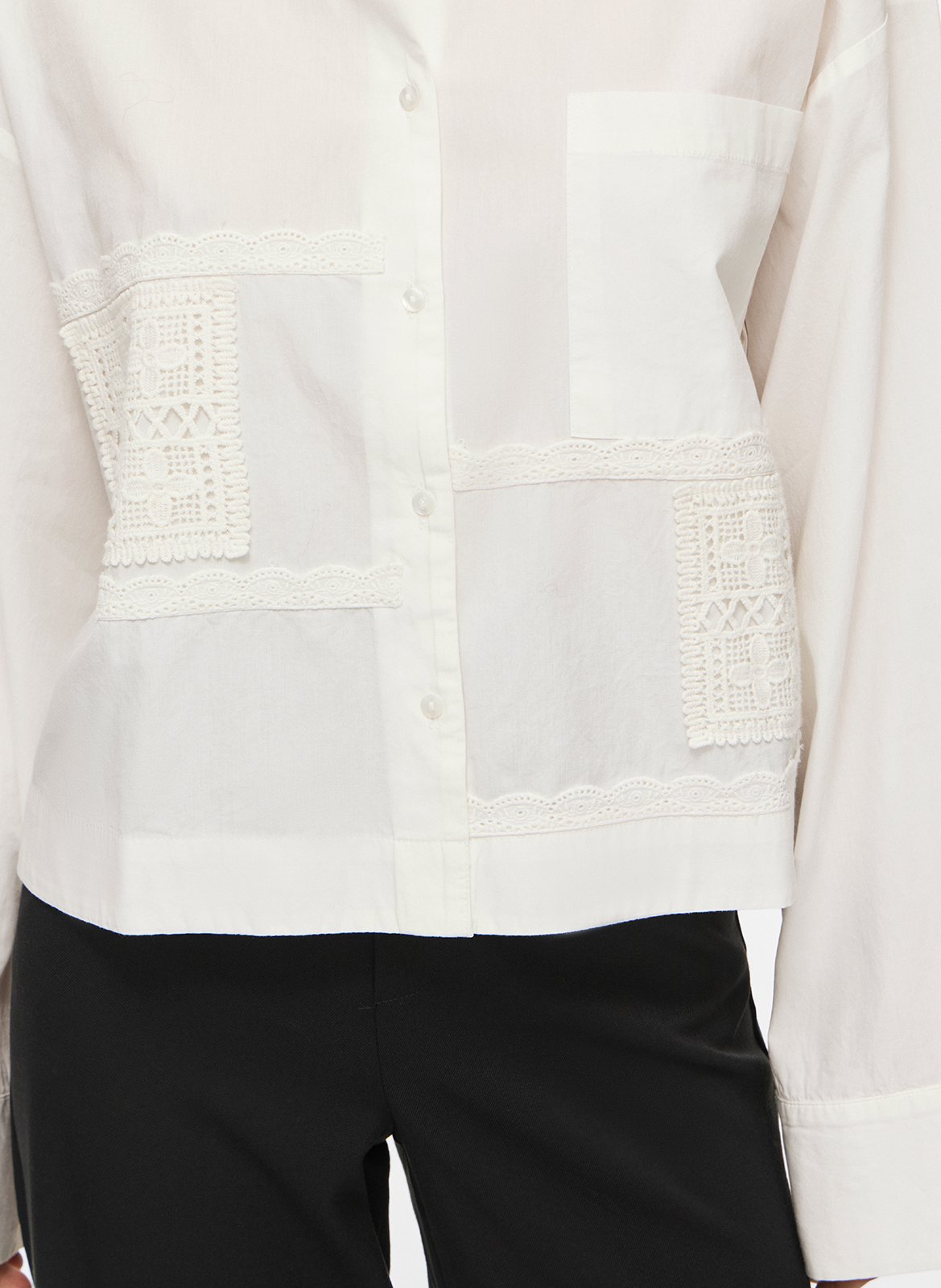 Straight shirt with embroideries VILA Beige