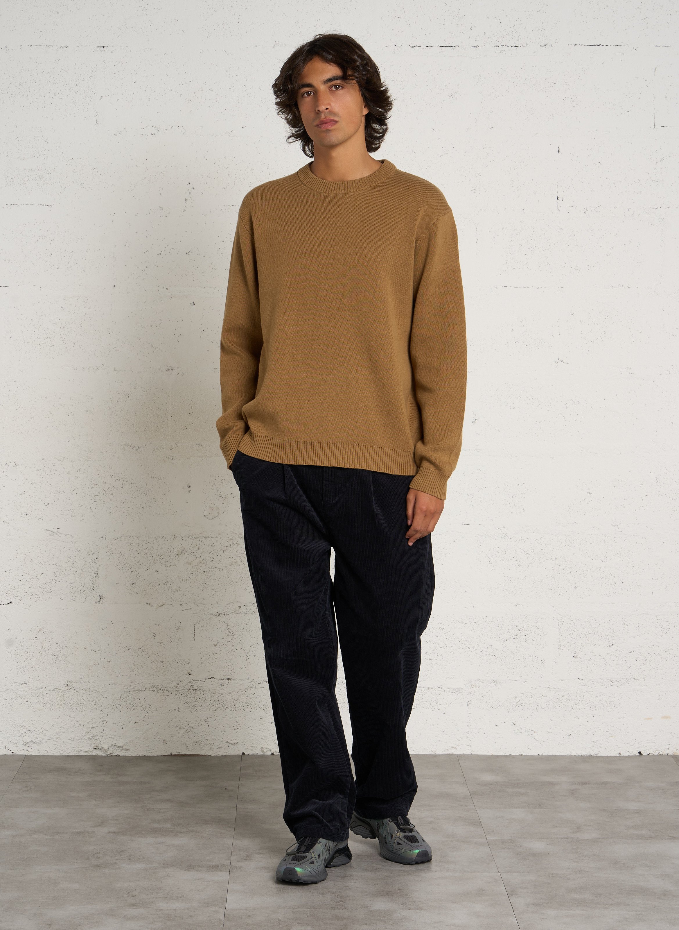 Regular-fit katoenen trui SOLID Wit