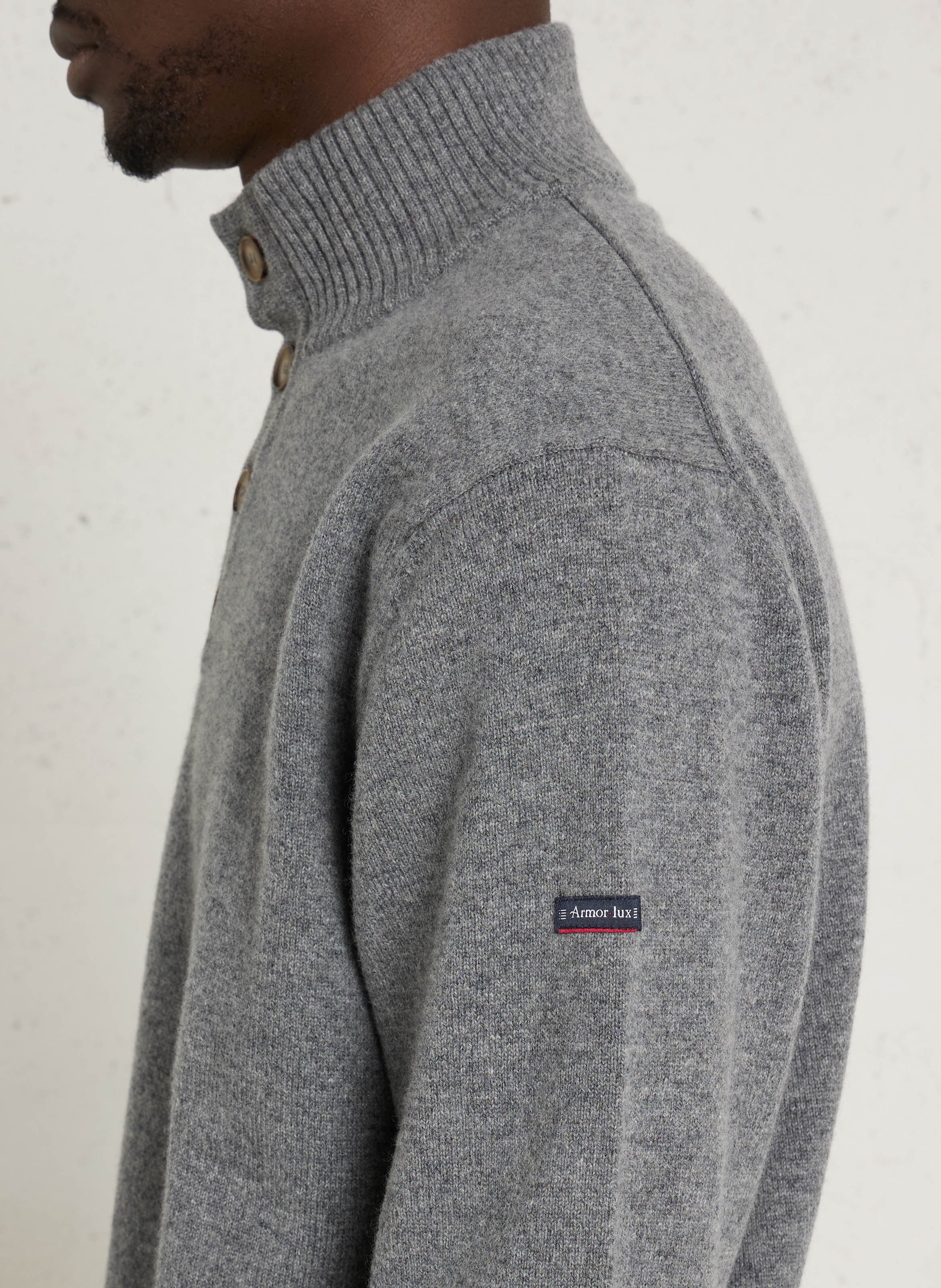 Gerader Pullover mit Stehkragen aus Wolle ARMOR LUX Grau