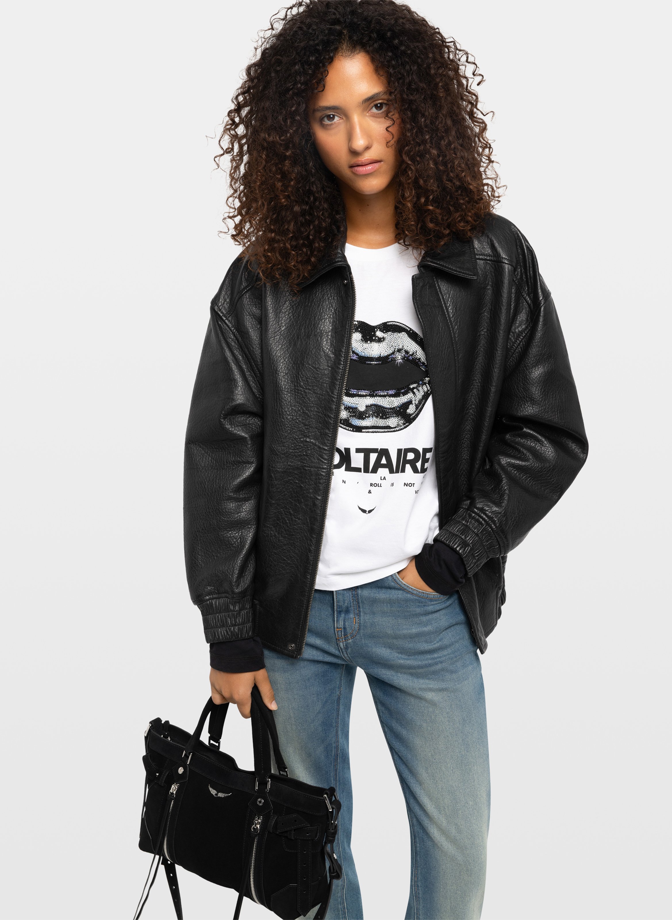 Lederjacke mit klassischem Kragen ZADIG&VOLTAIRE Schwarz