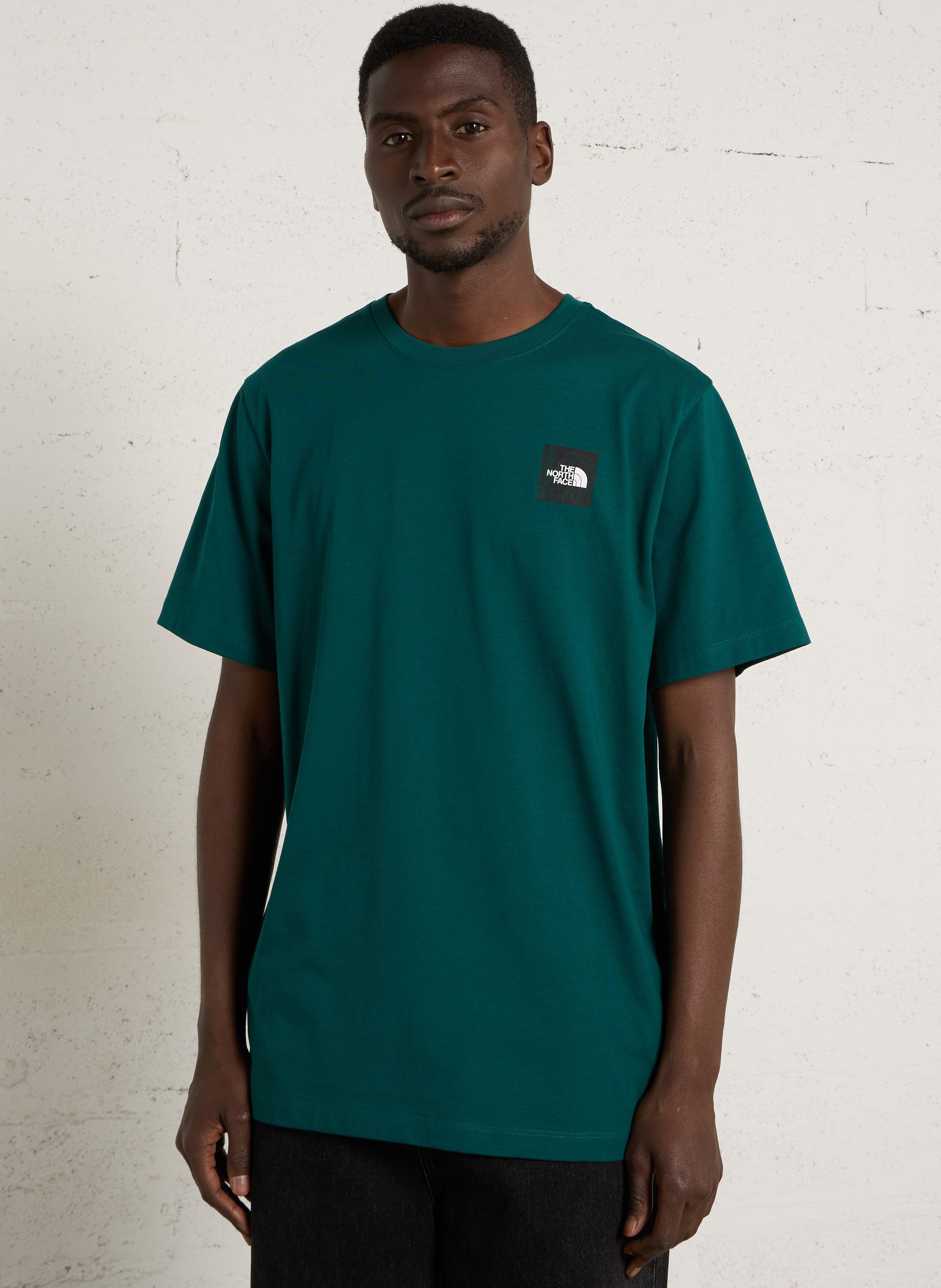 T-shirt manches courtes sérigraphié en coton mélangé THE NORTH FACE Bleu