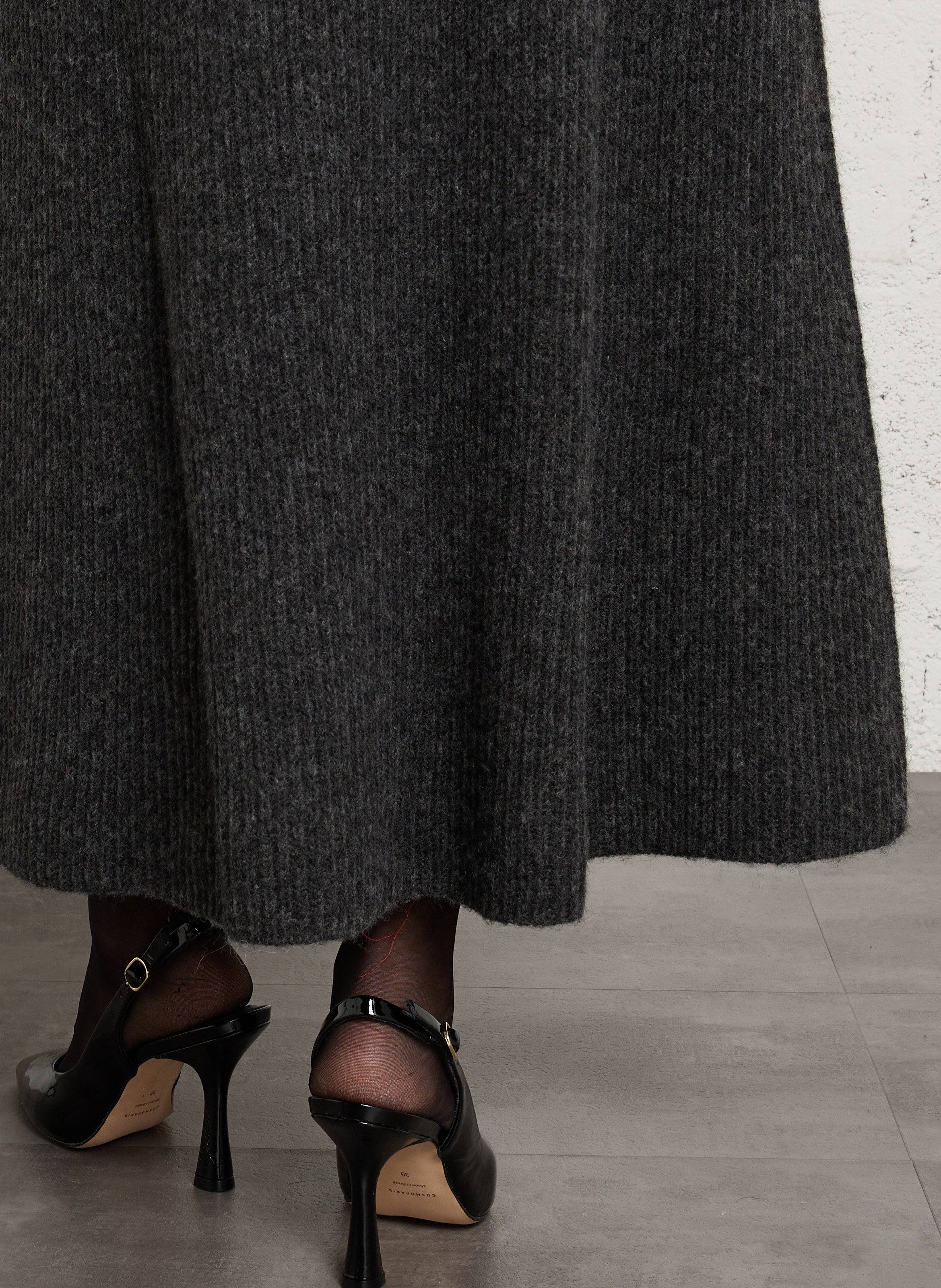 Flared cotton and wool midi skirt DES PETITS HAUTS Grey