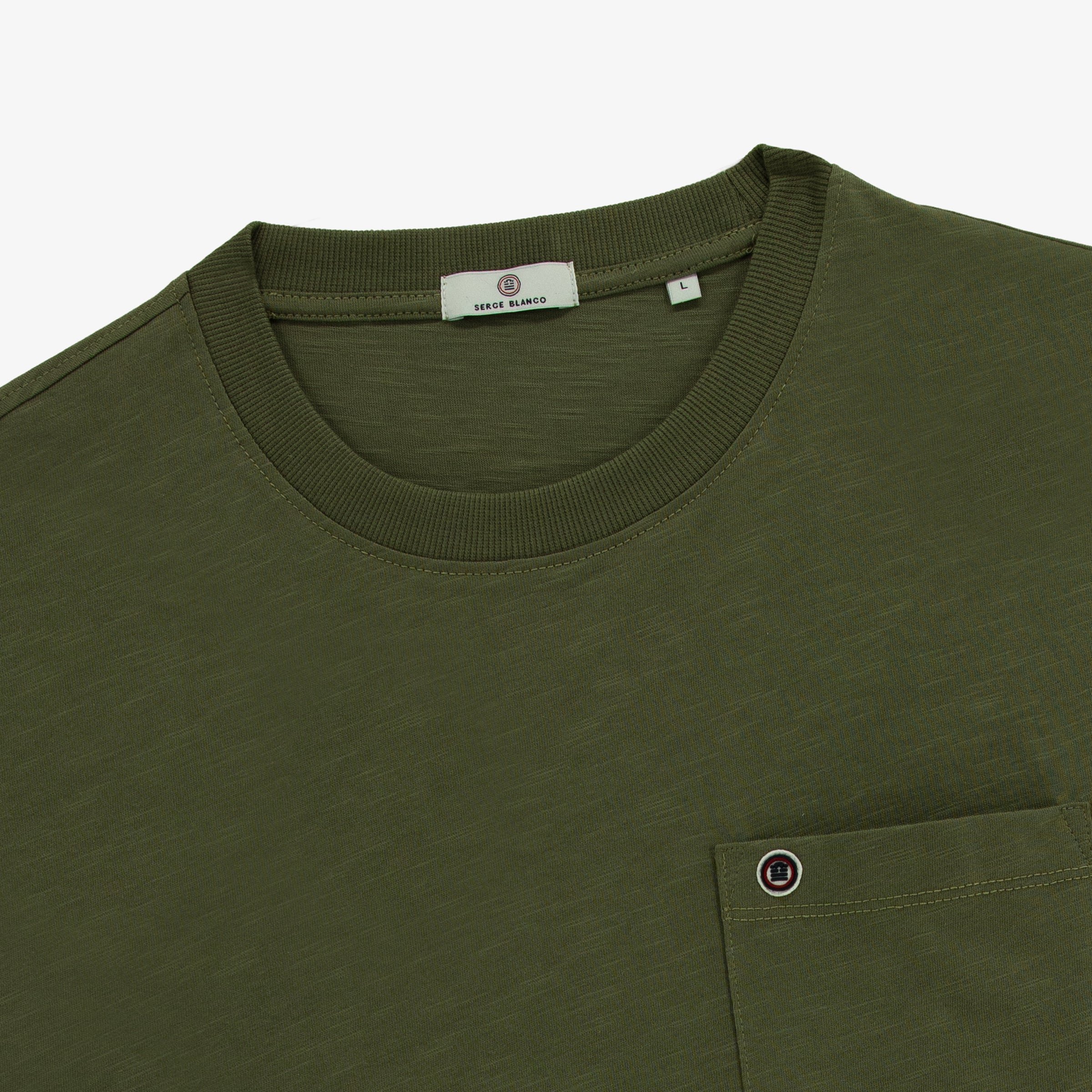 Short-sleeved slub cotton T-shirt SERGE BLANCO Khaki