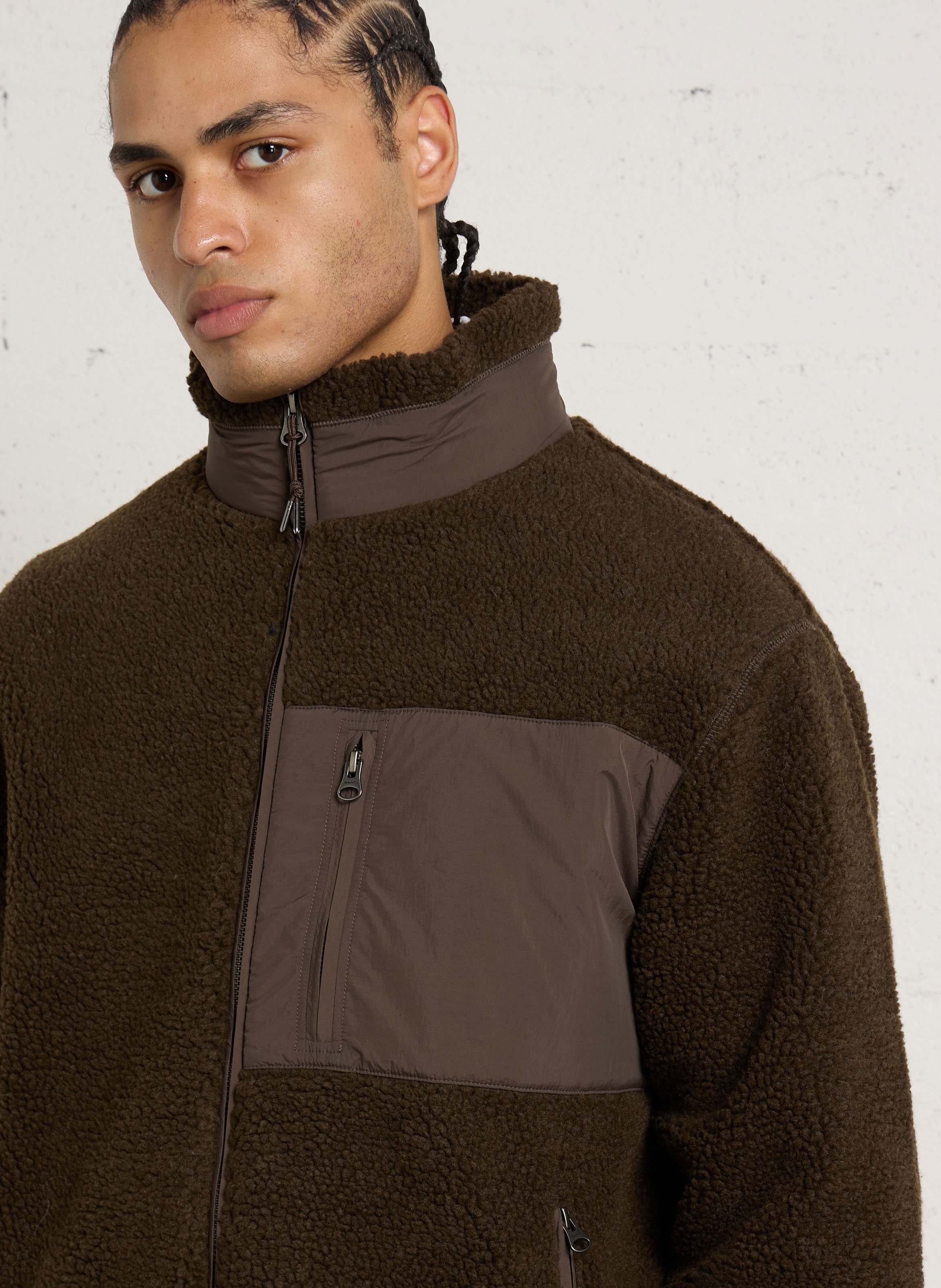 Veste polaire droite col montant GANT Marron