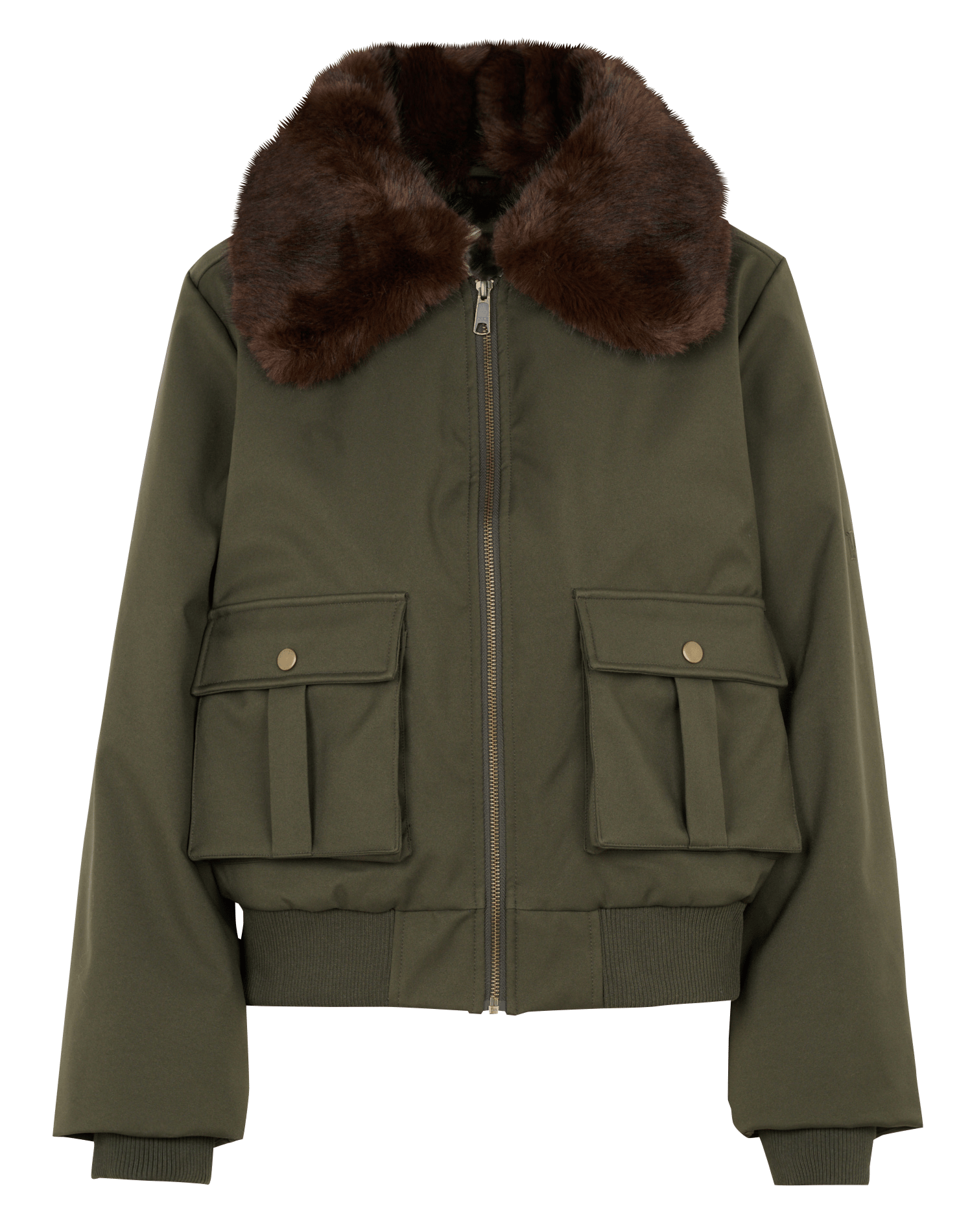 Blouson aviateur droit à col effet fourrure PETITE MENDIGOTE Vert