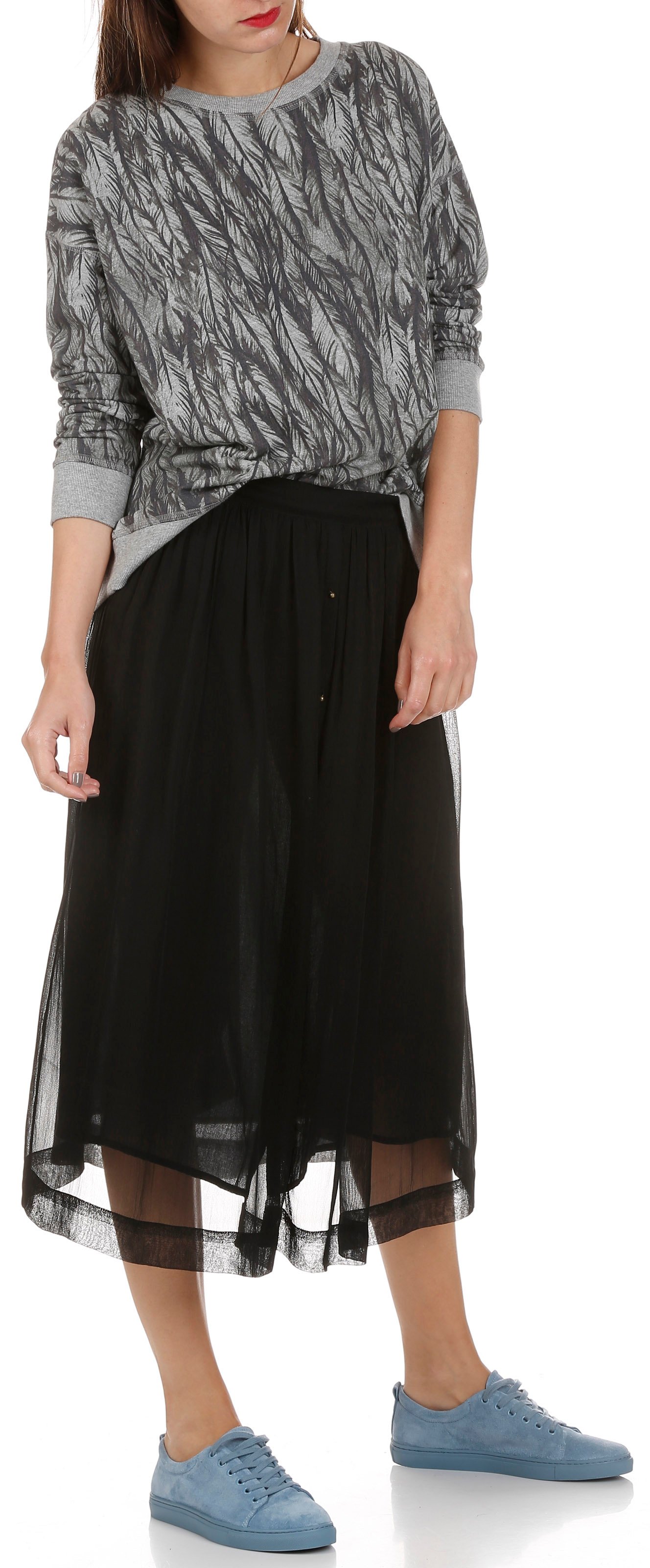 Crepe midi skirt SWILDENS Black