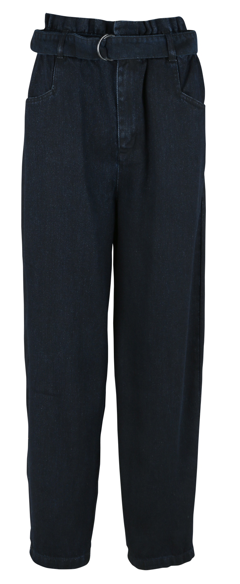 Straight high-rise pants with belt THE NEW SOCIETY Black