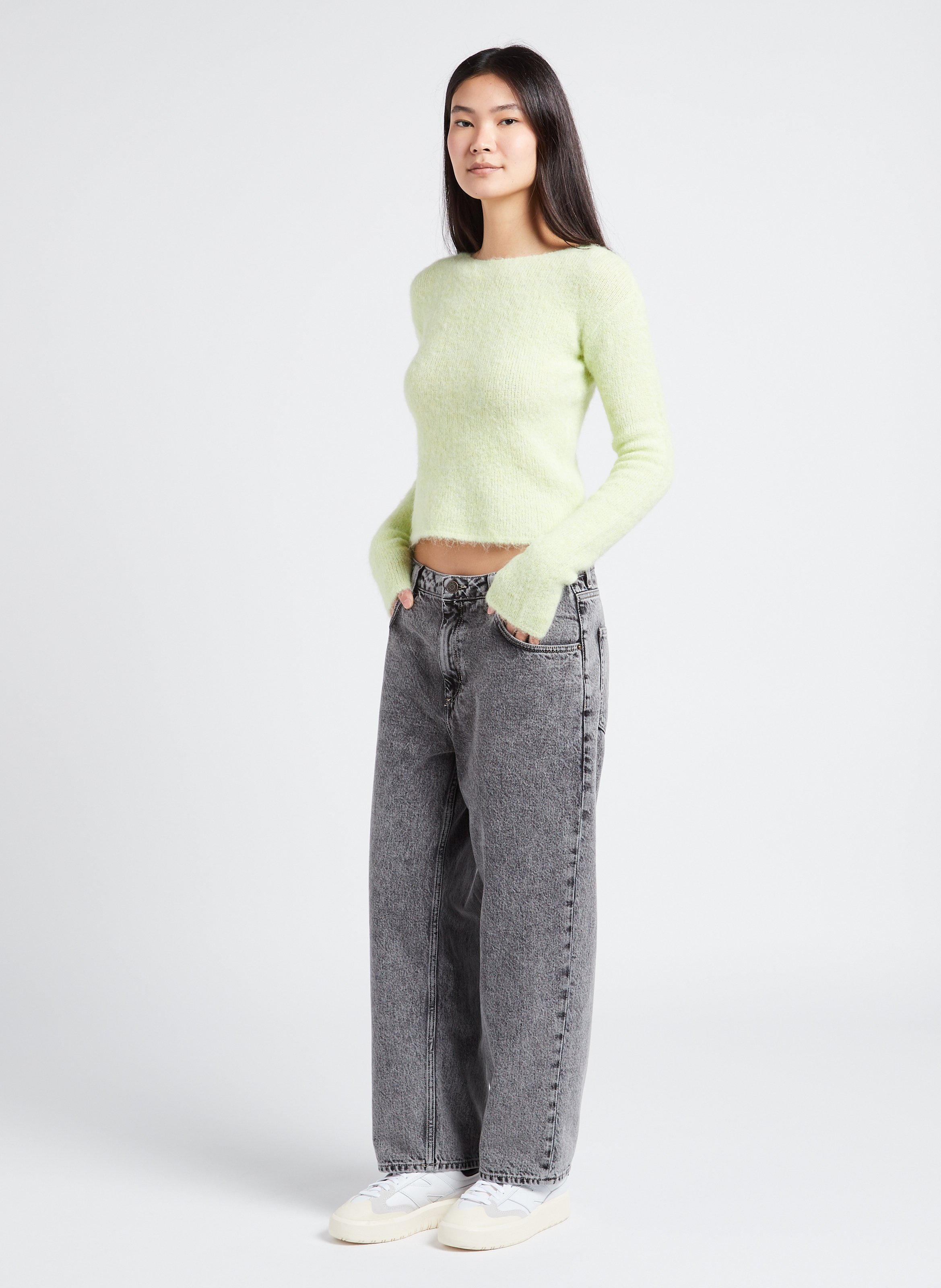 Straight Cut High Waist Jeans aus Baumwolle AMERICAN VINTAGE Grau