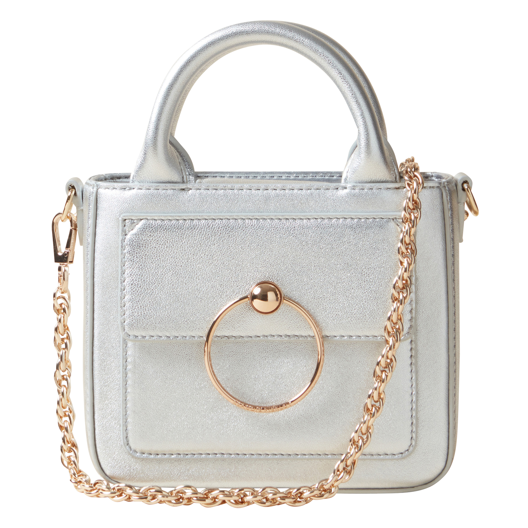 Effen, leren handtas CLAUDIE PIERLOT Zilver