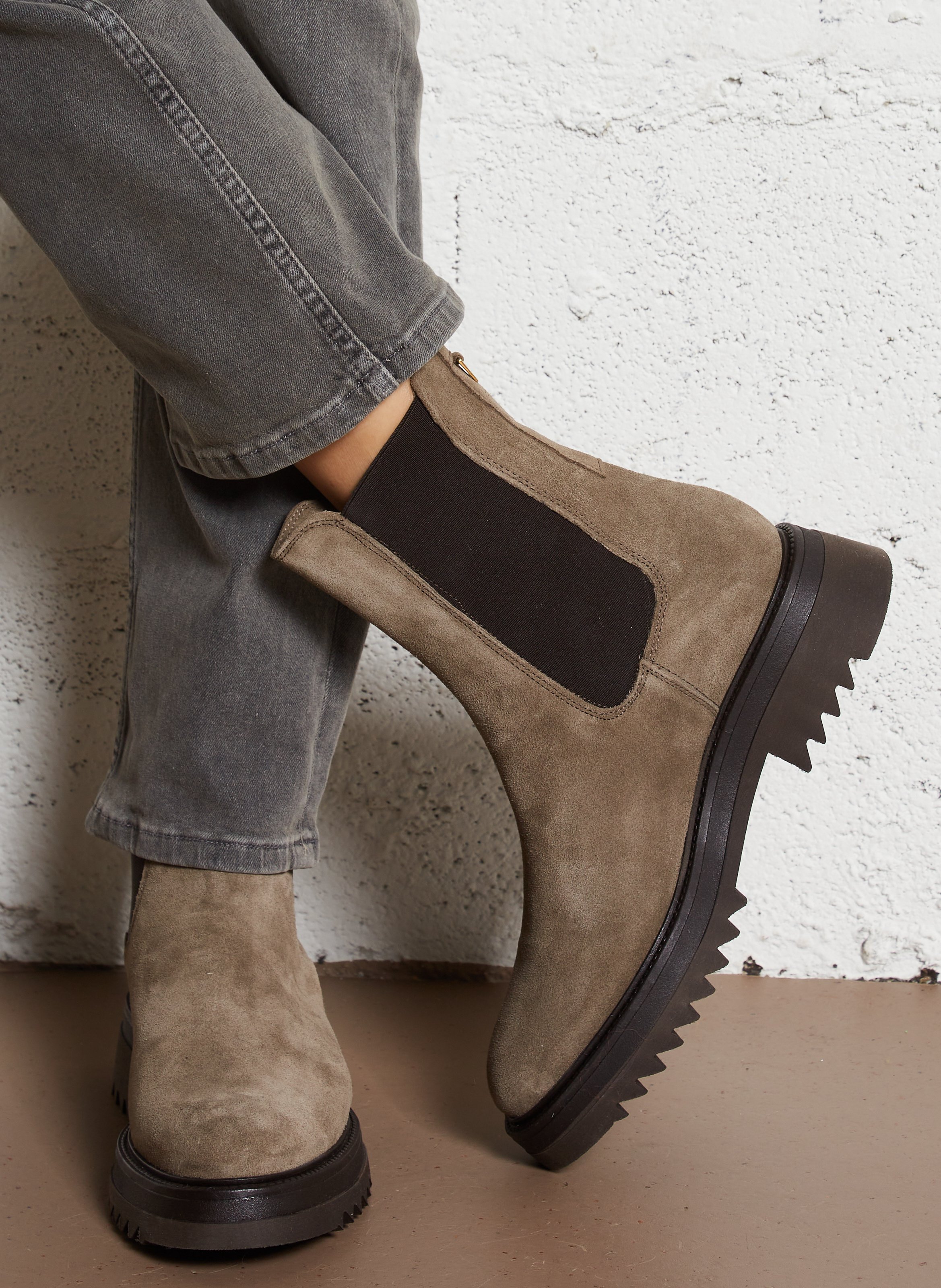 Bottines en cuir velours JB MARTIN Beige