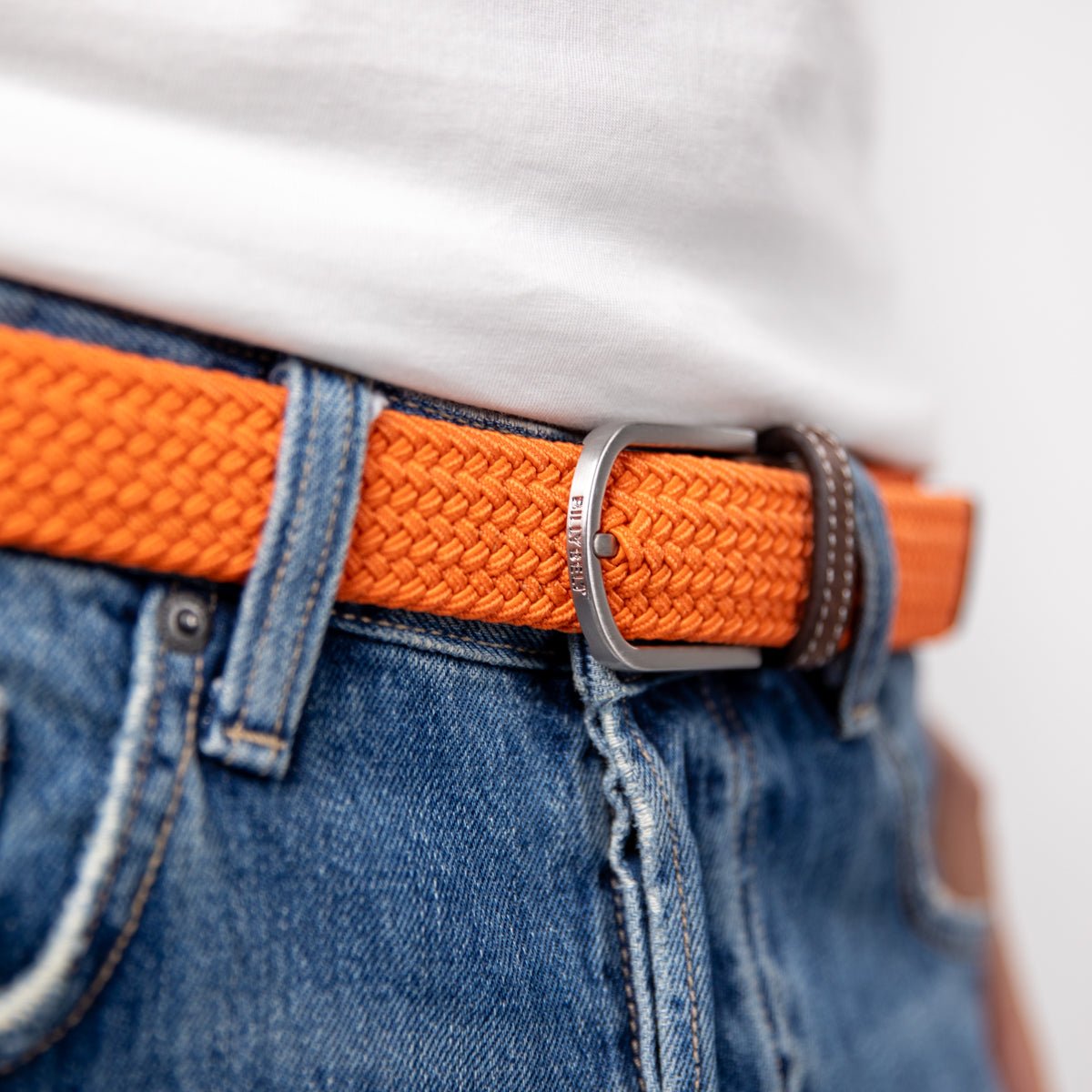 Solid Elastic Braided Belt BILLYBELT Orange