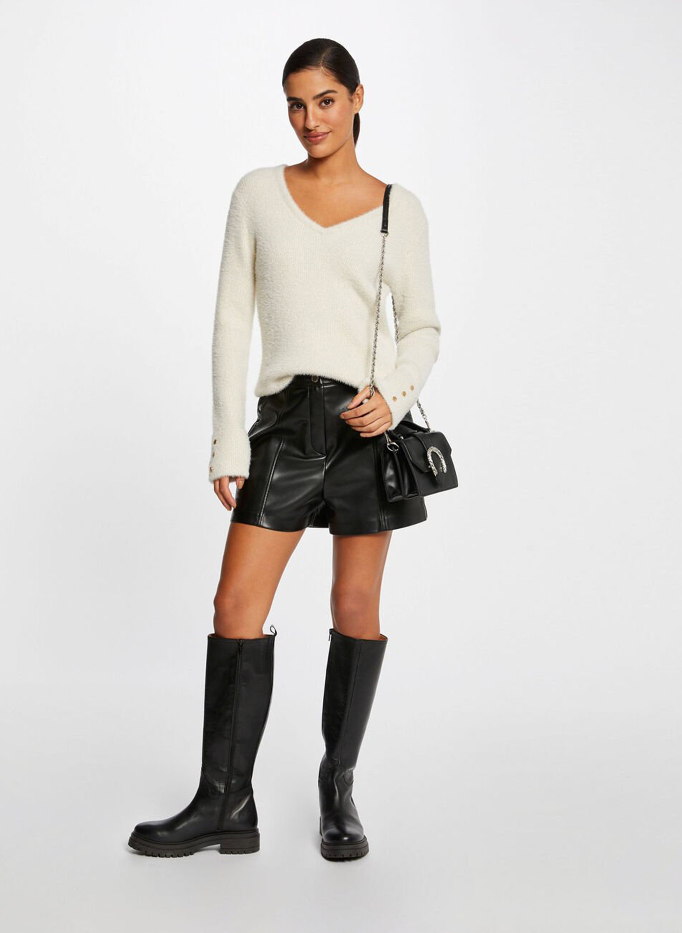 Trui met V-hals MORGAN Beige