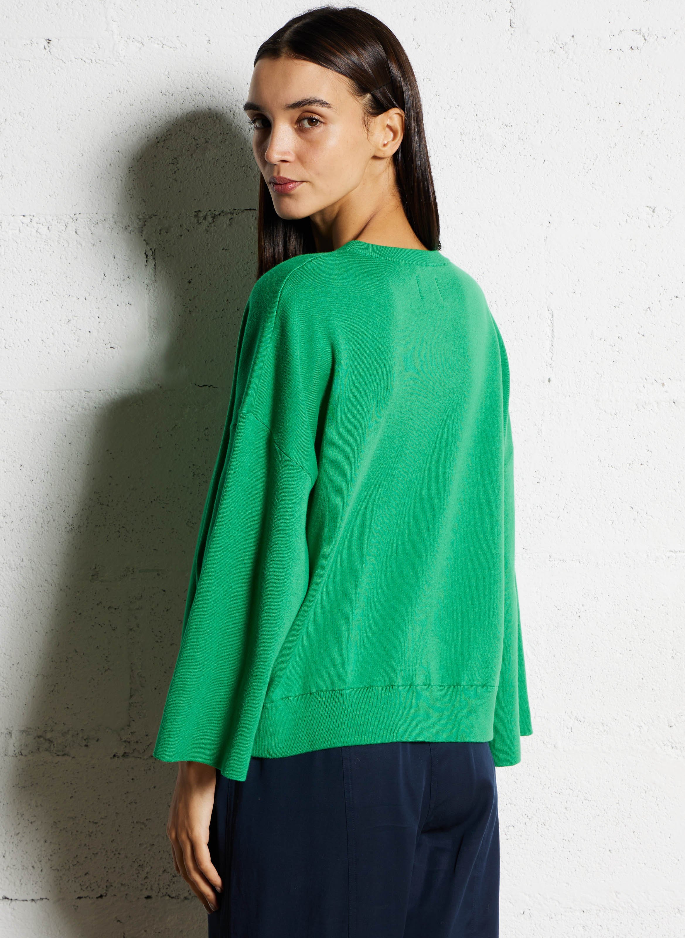 Straight round neck cotton sweater BELLEROSE Green