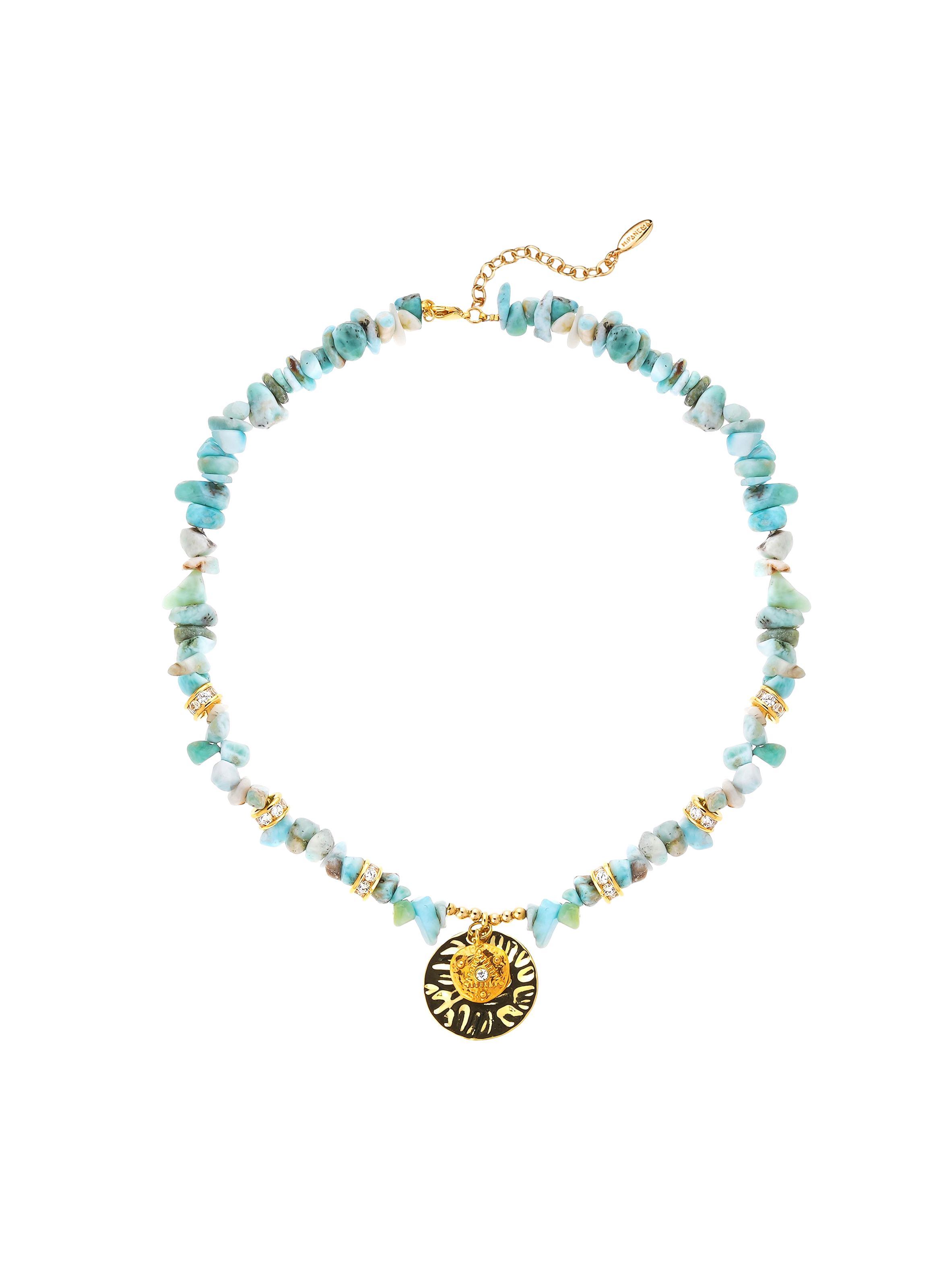 Necklace with stones, pearls, and central pendant HIPANEMA Blue