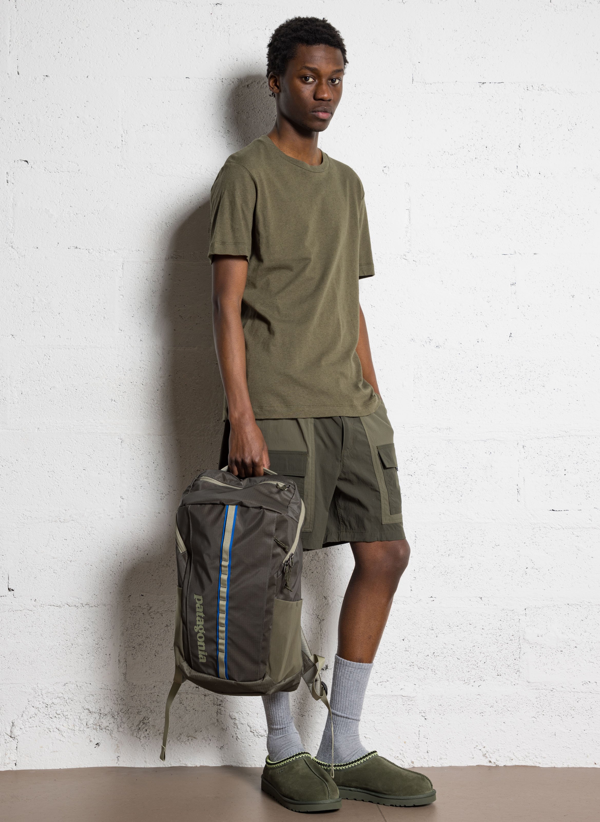 Basic cotton-mix T-shirt AU PRINTEMPS PARIS Khaki