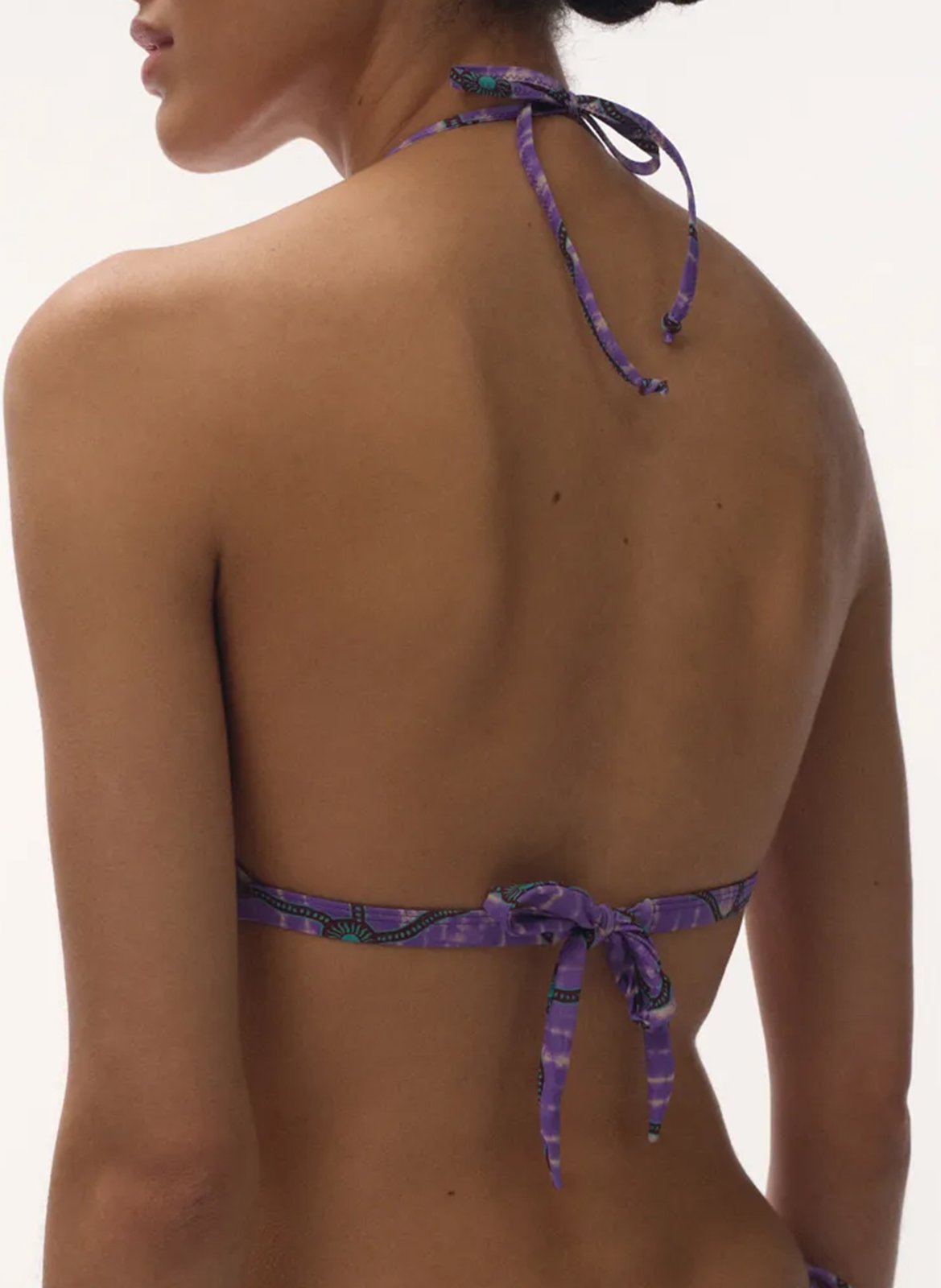 Haut de bikini imprimé en fibres recyclées mélangées LOVE STORIES Violet