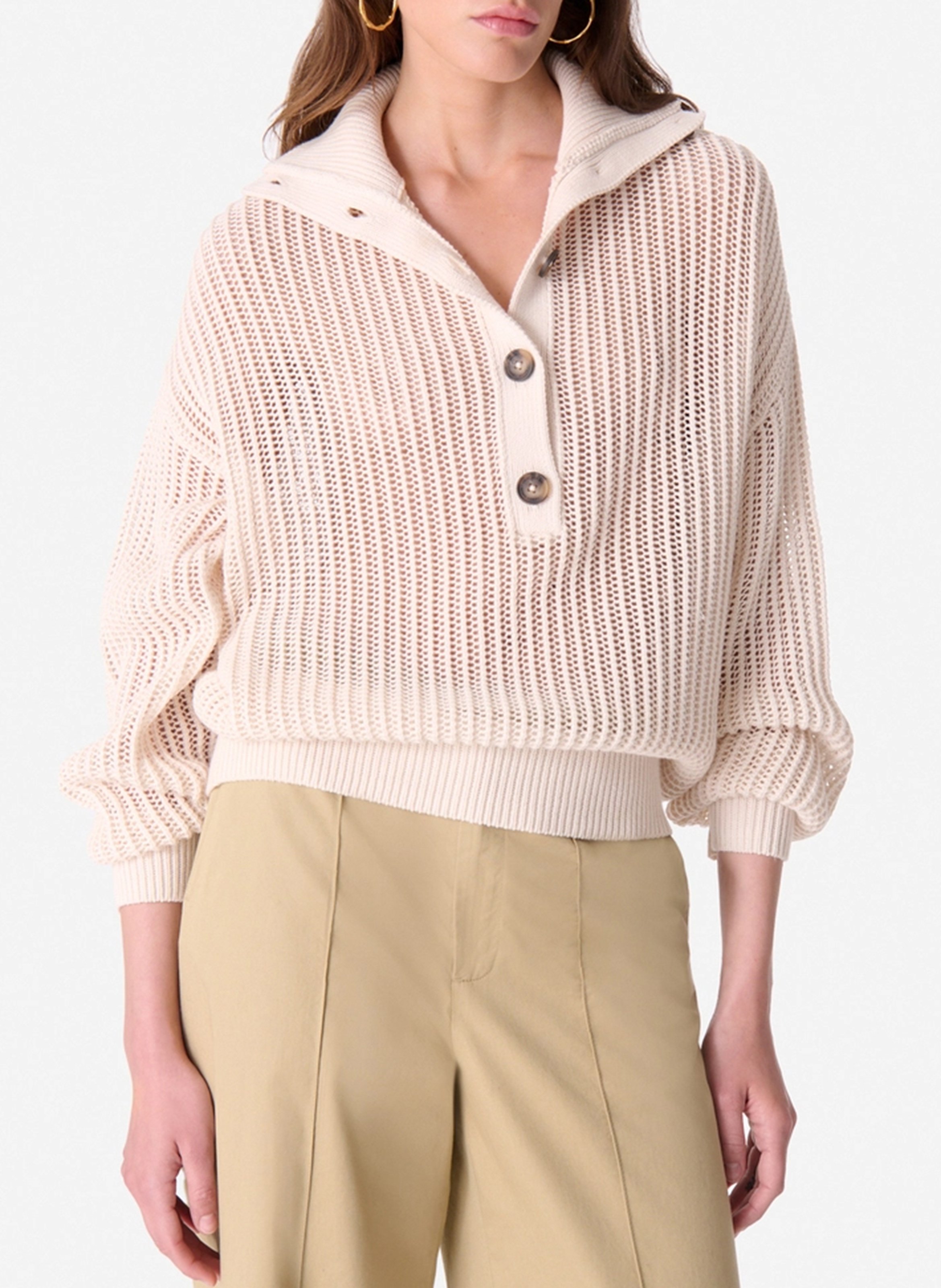 Pull Vanessa Bruno Col Cheminée Ample - Taille 1 (36FR/S) - Laine Mélangée Marron - Occasion Excellent état