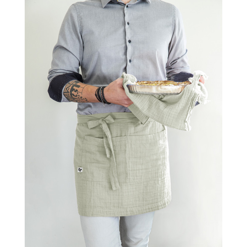 Chef apron in cotton gauze L'EFFET PAPILLON Green