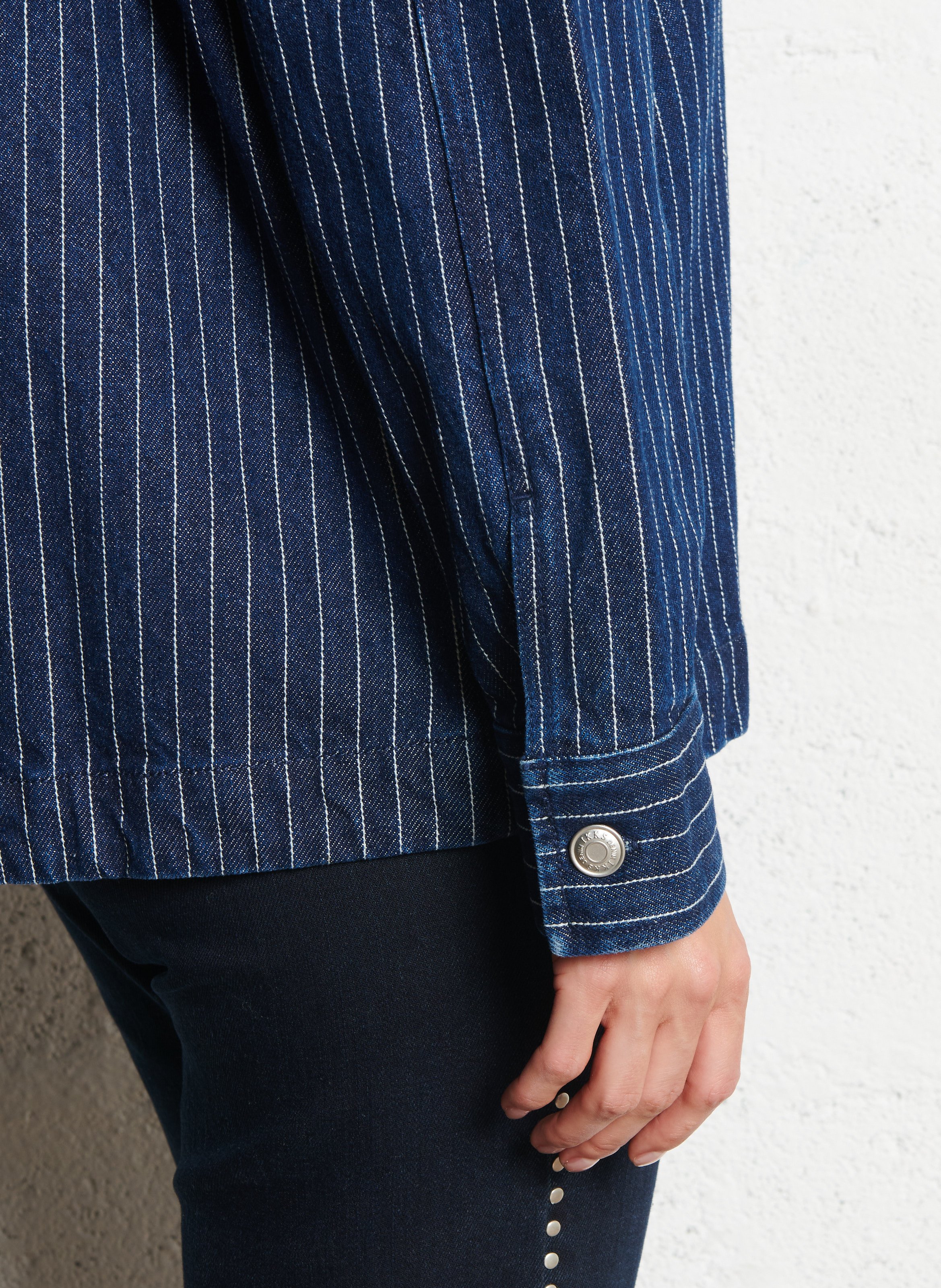 Straight striped cotton shirt IKKS White