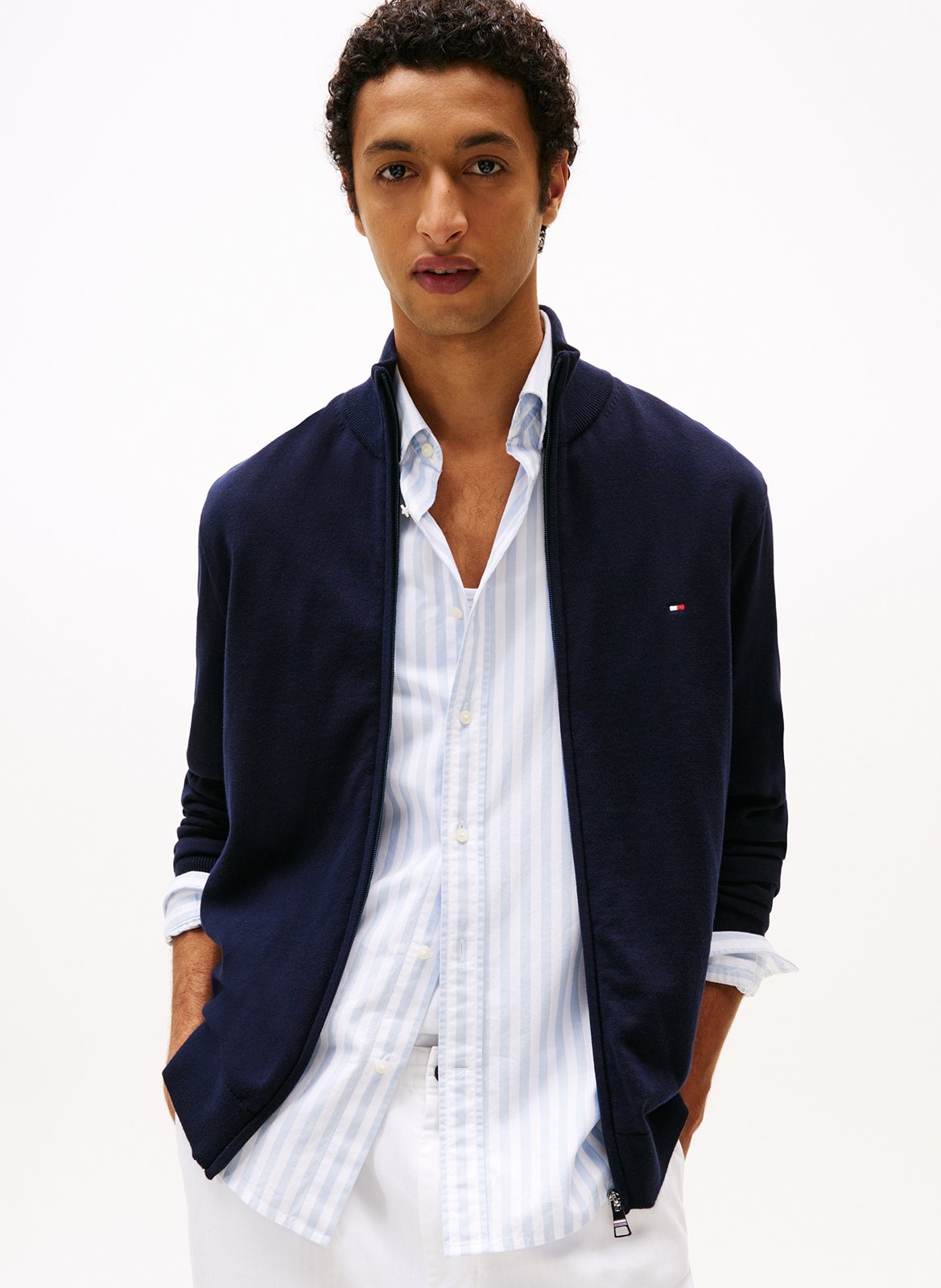 Gilet droit en coton TOMMY HILFIGER Bleu