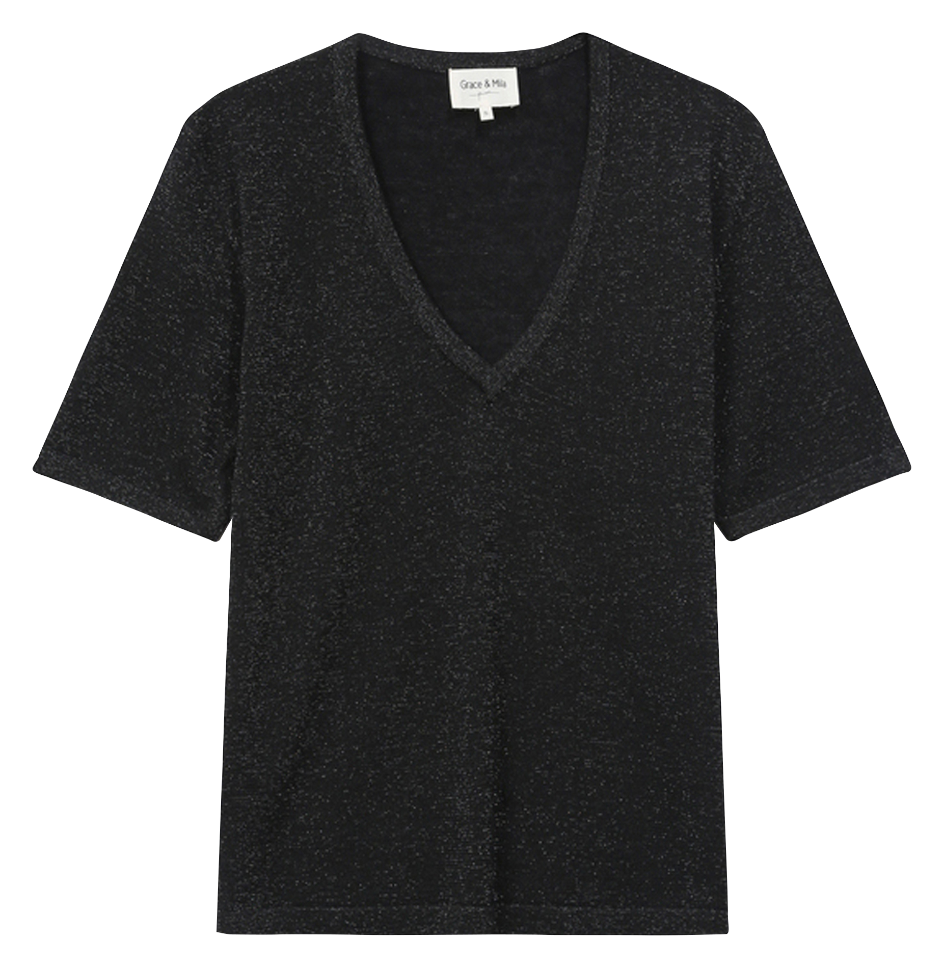 Tee-shirt col V  GRACE ET MILA Noir