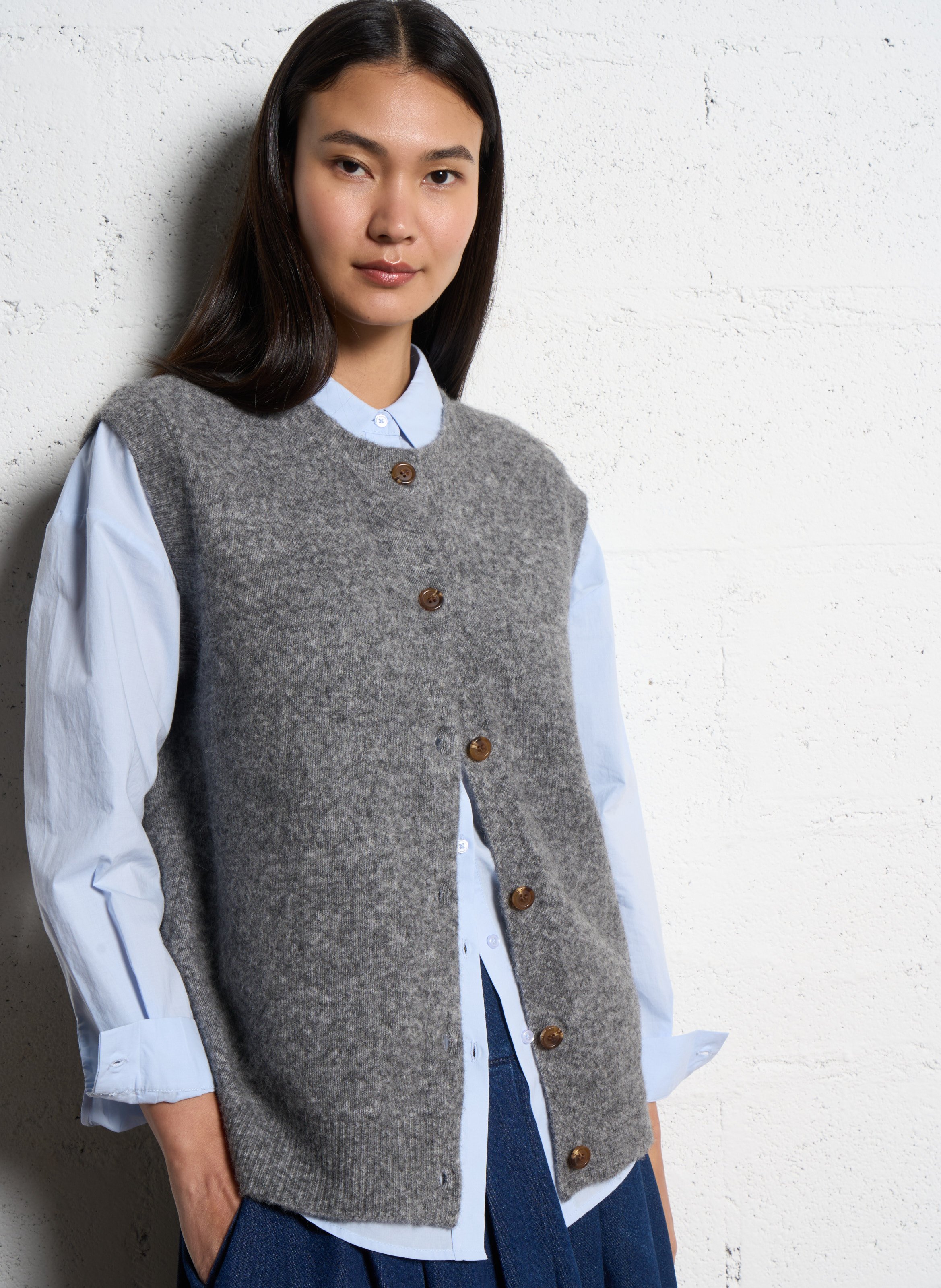 Gilet oversize en laine mélangée JC SOPHIE Noir