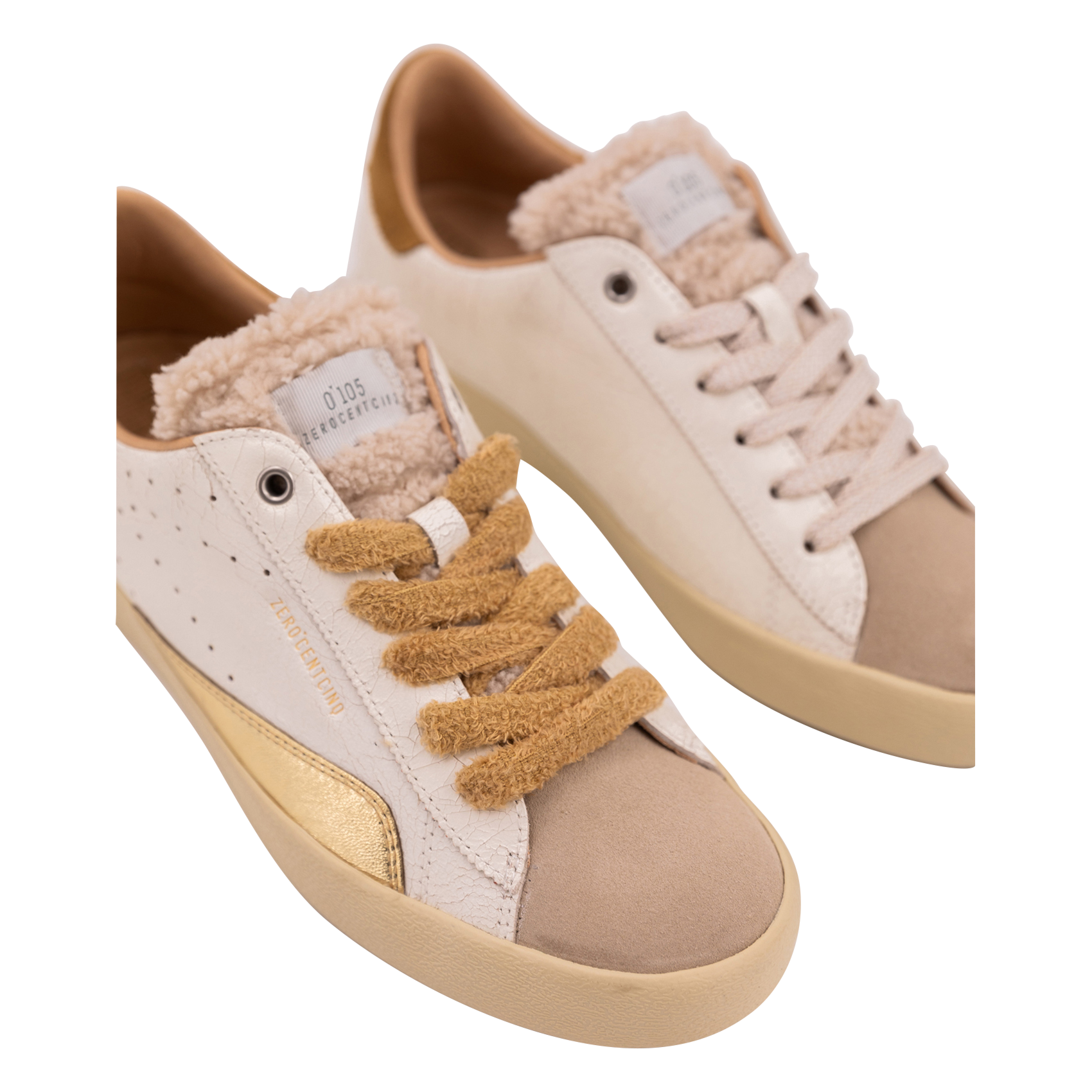 Baskets basses en cuir craquelé  0'105 Beige