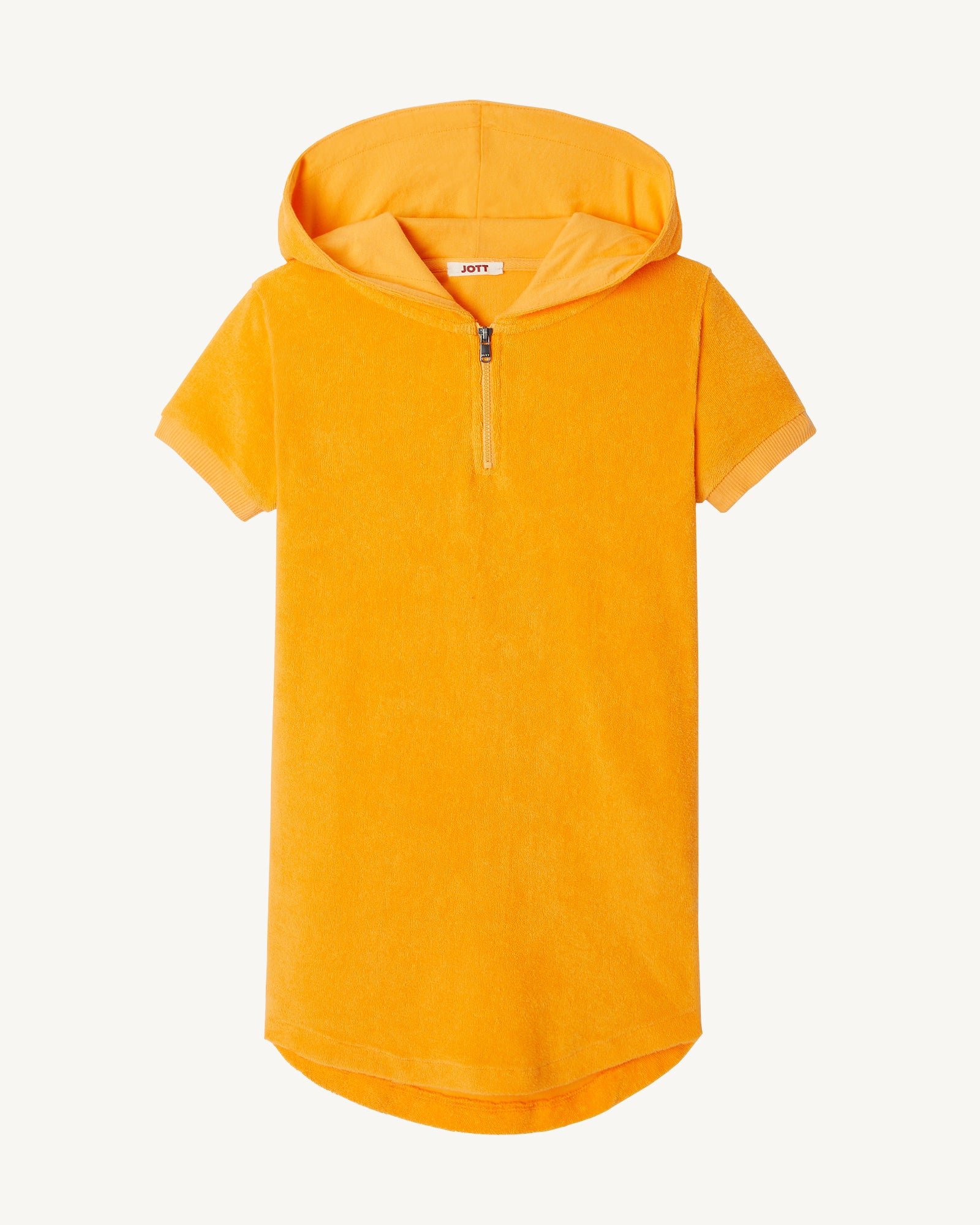 Hooded children's mini cotton terry cloth dress JOTT Orange