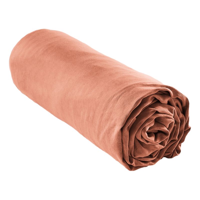 "Fitted sheet "Lysandre" all sizes in "lyocell" butterfly effect" L'EFFET PAPILLON Red