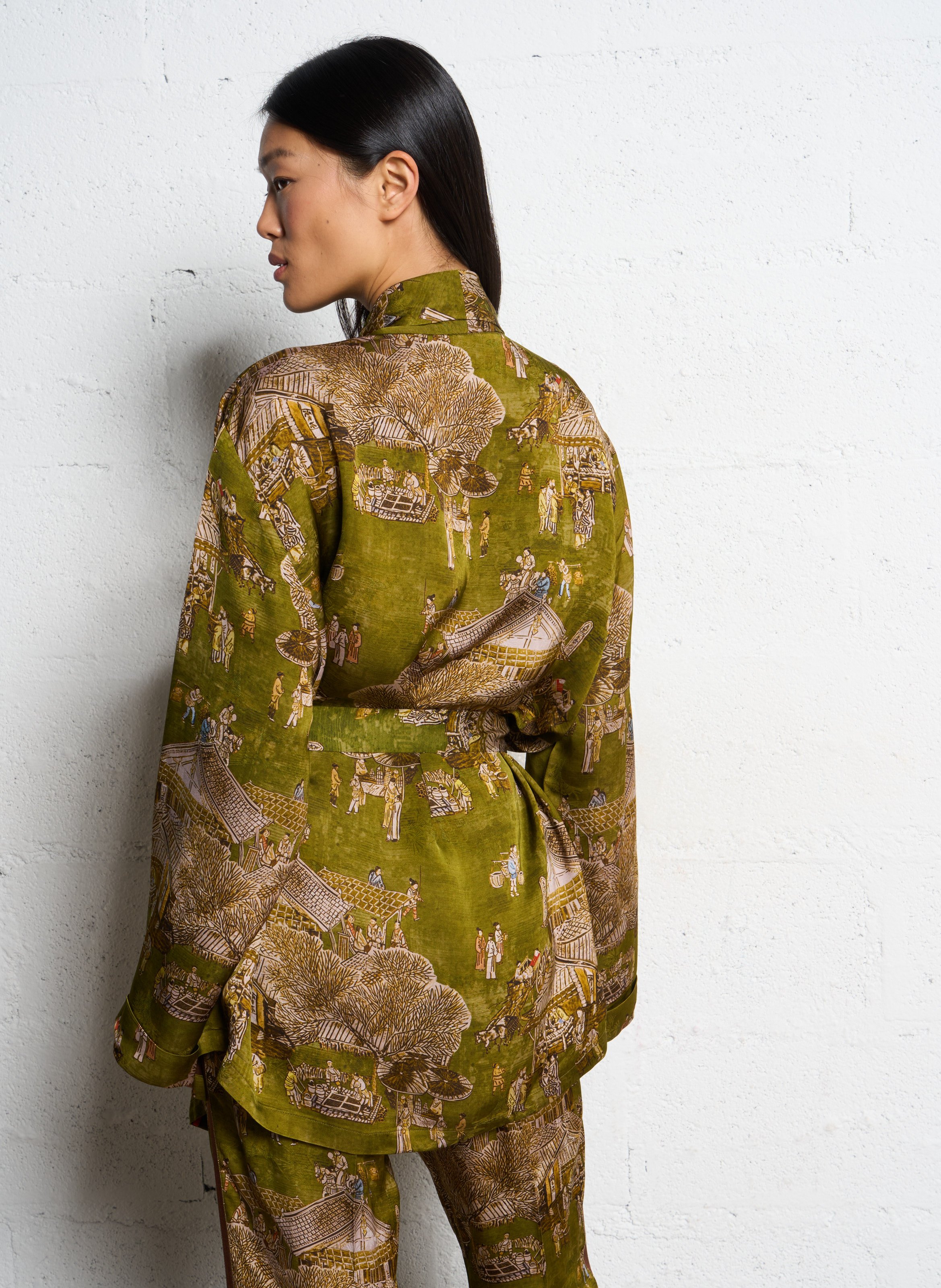 Veste kimono imprimée MES DEMOISELLES Vert