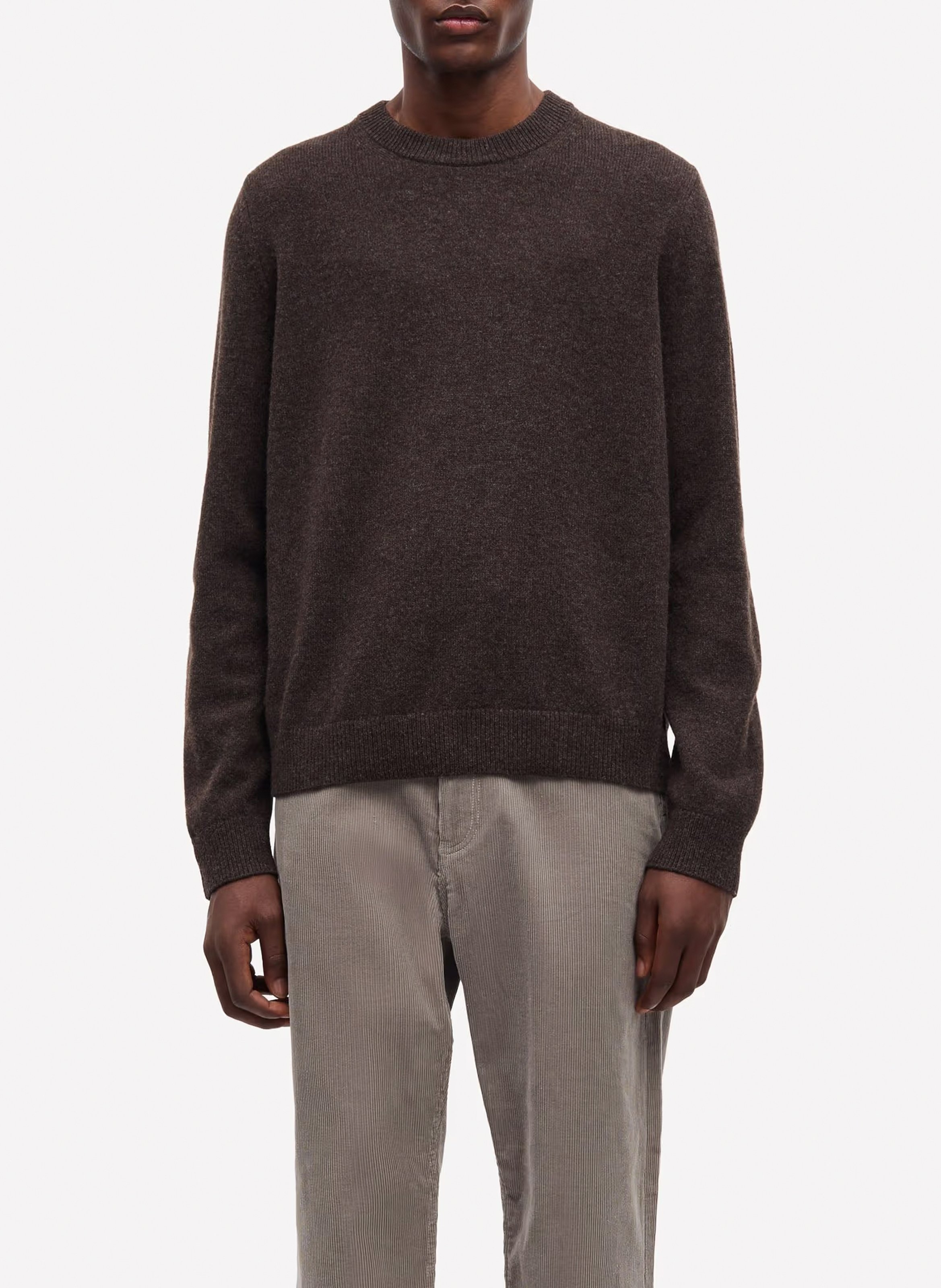 Pull col rond en laine mérinos SAMSOE SAMSOE Marron