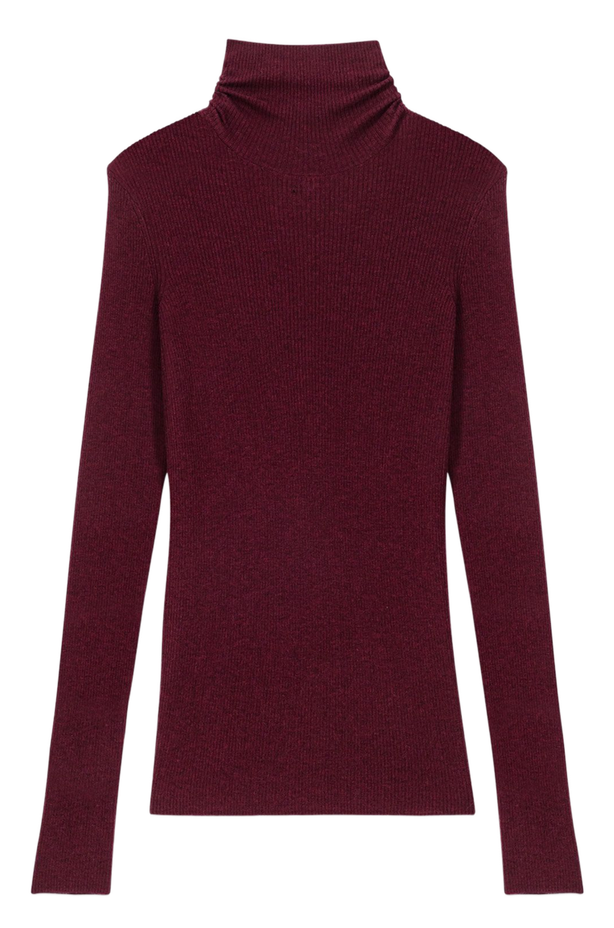 Pull col montant en laine mélangée MAJE Rouge