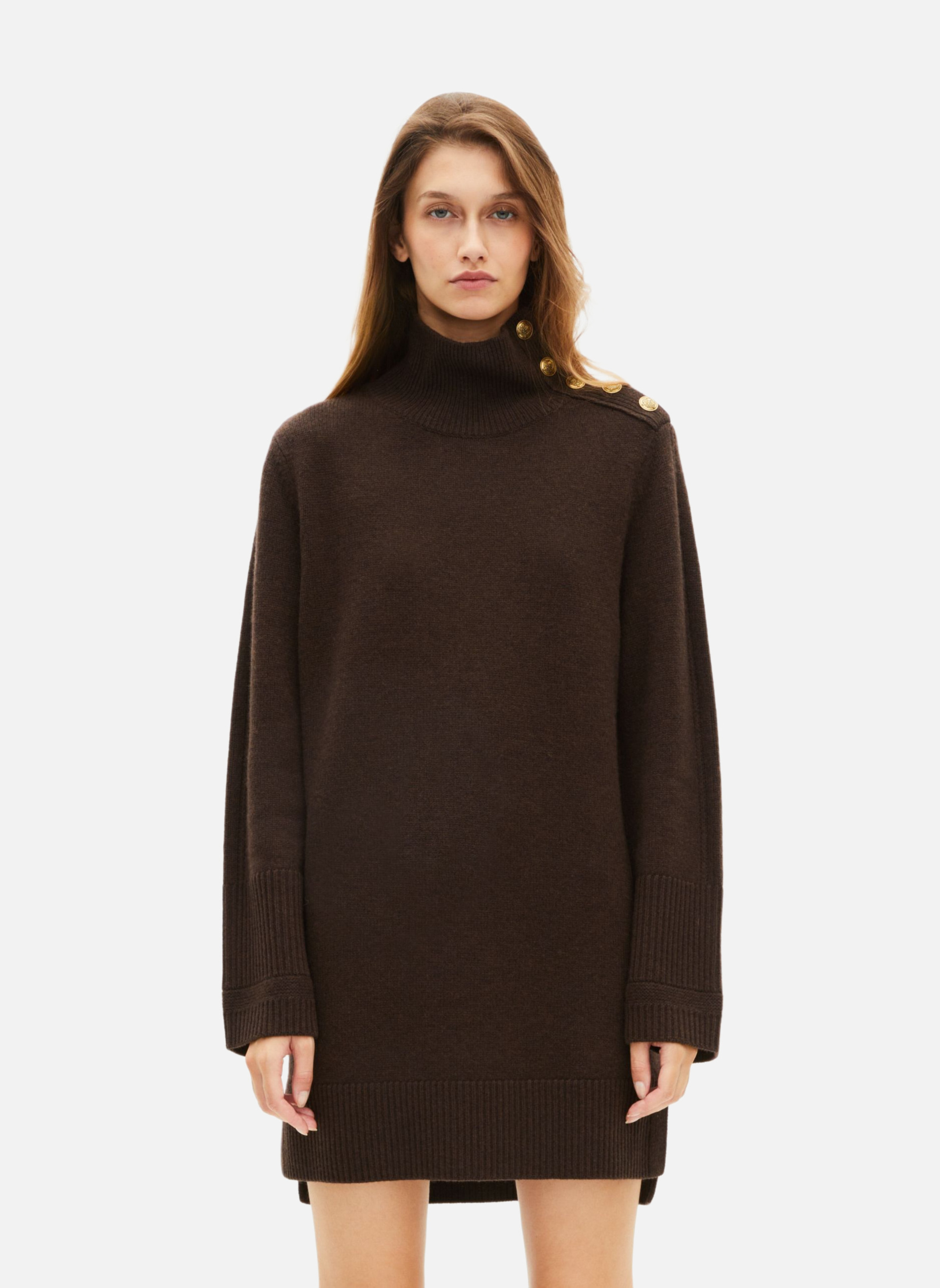 Robe courte en laine THE KOOPLES Marron
