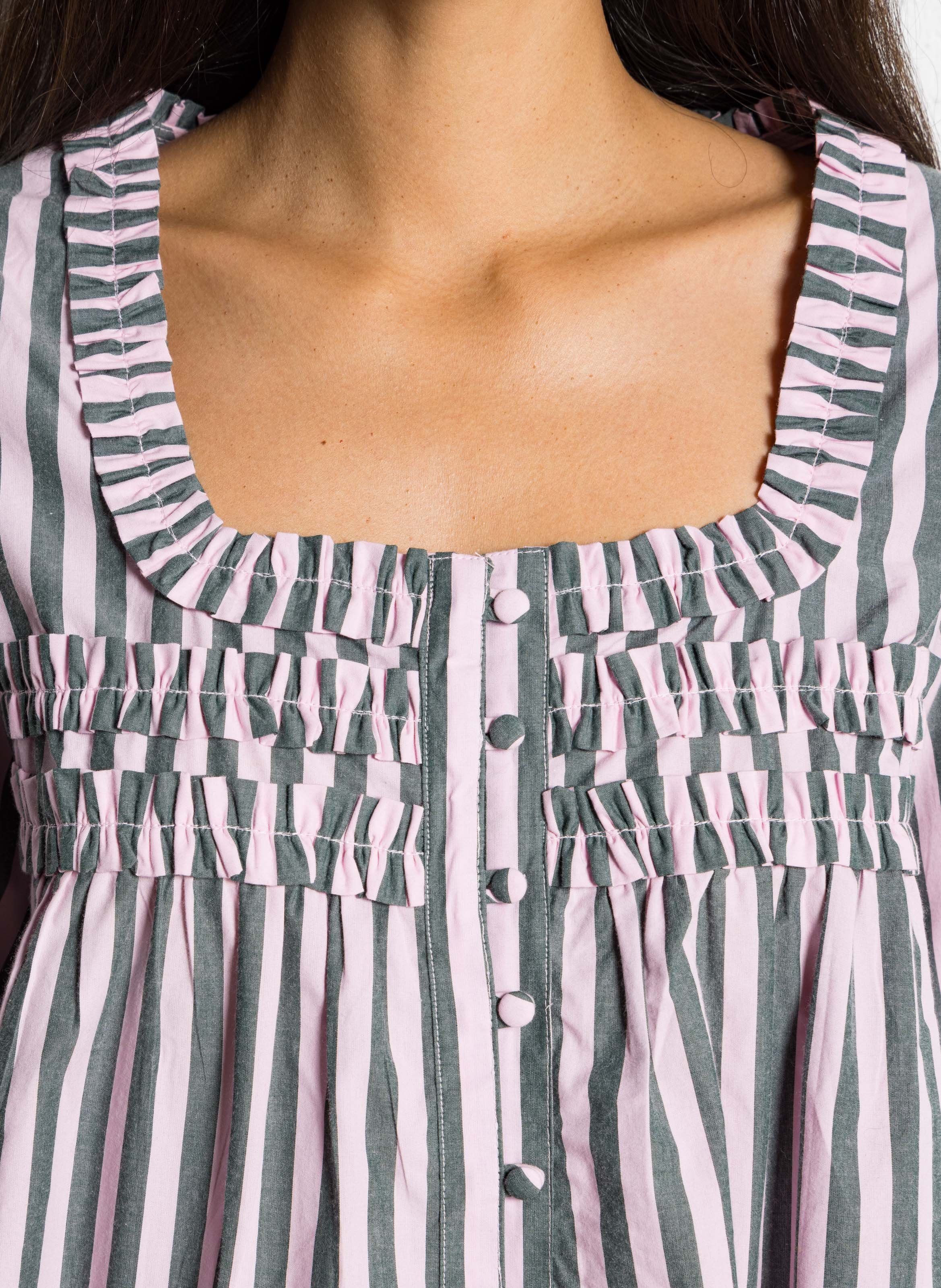 Blouse col carré rayée en coton bio DAMSON MADDER Multicolore