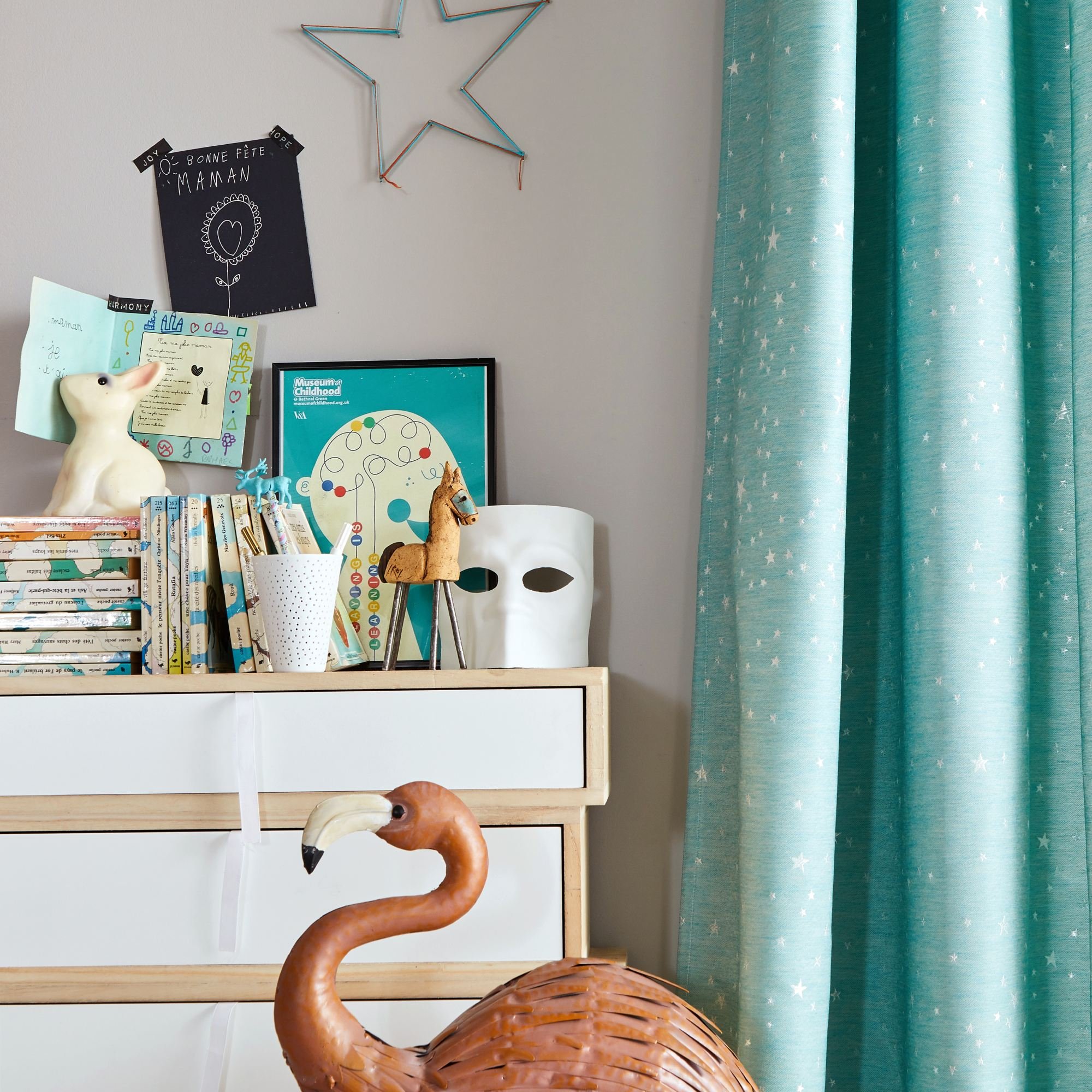 Pleated ribbon curtain MADURA Blue