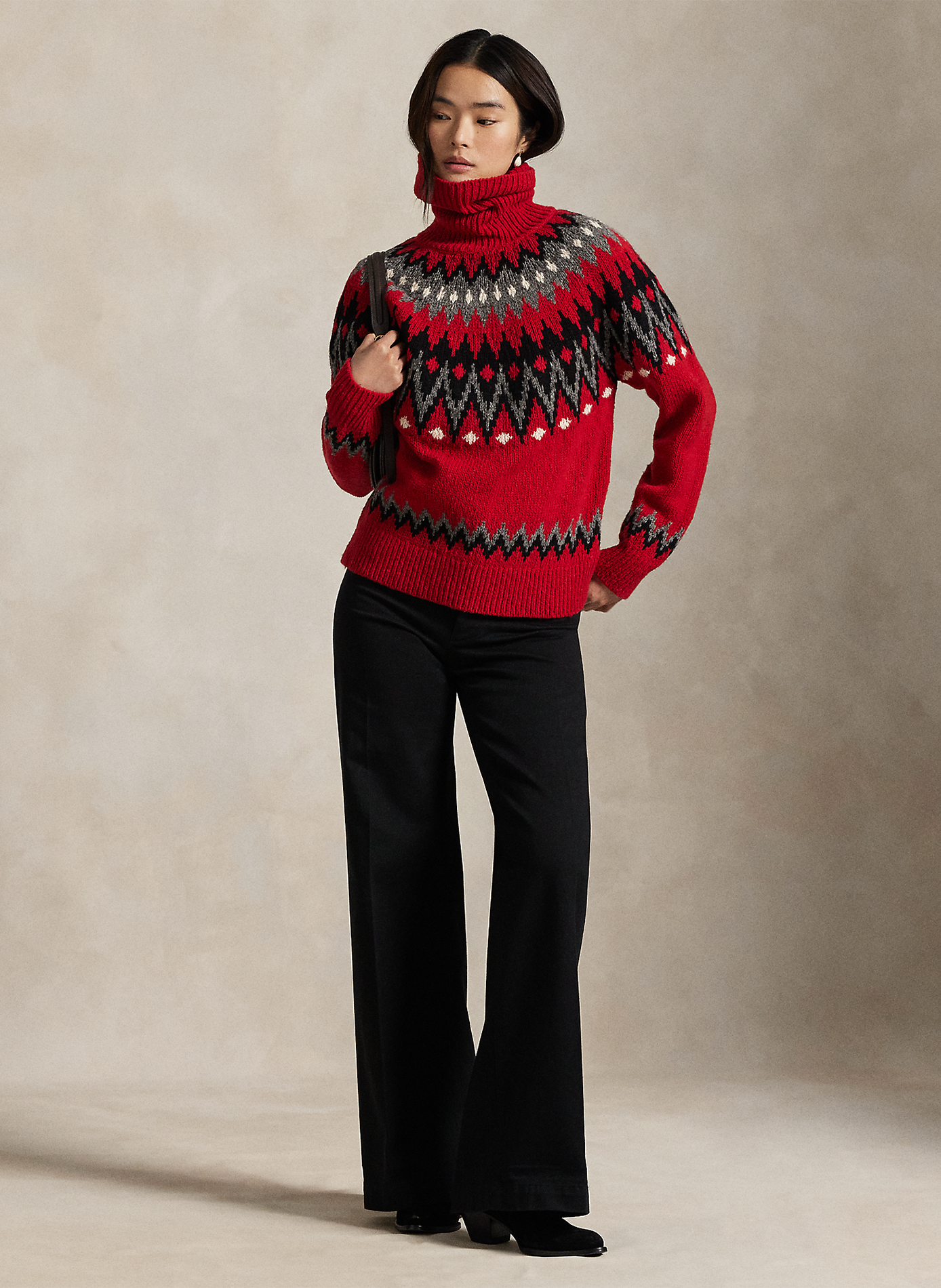 Pull col roulé en laine mélangée POLO RALPH LAUREN Rouge