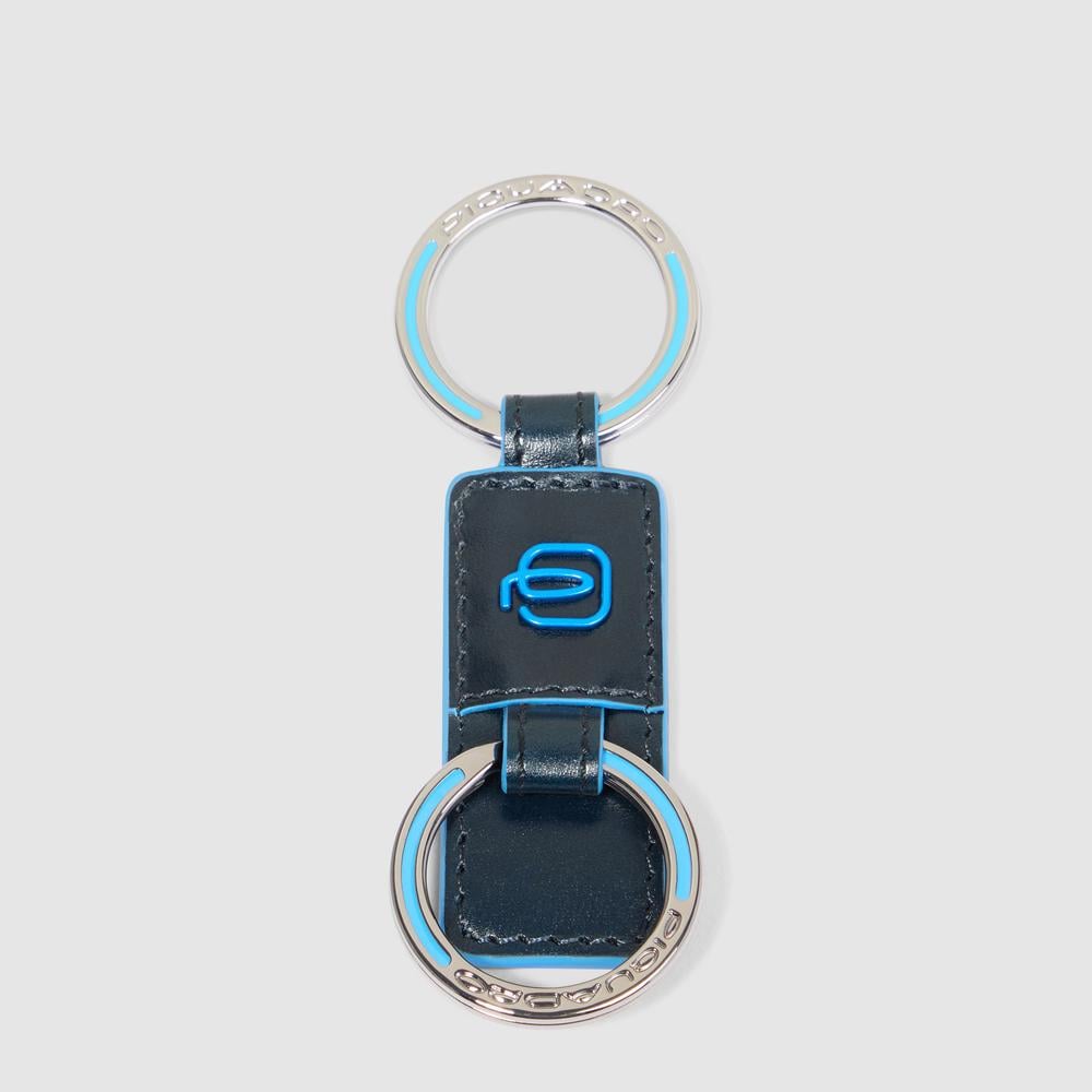 Leather keychain with two rings PIQUADRO Blue