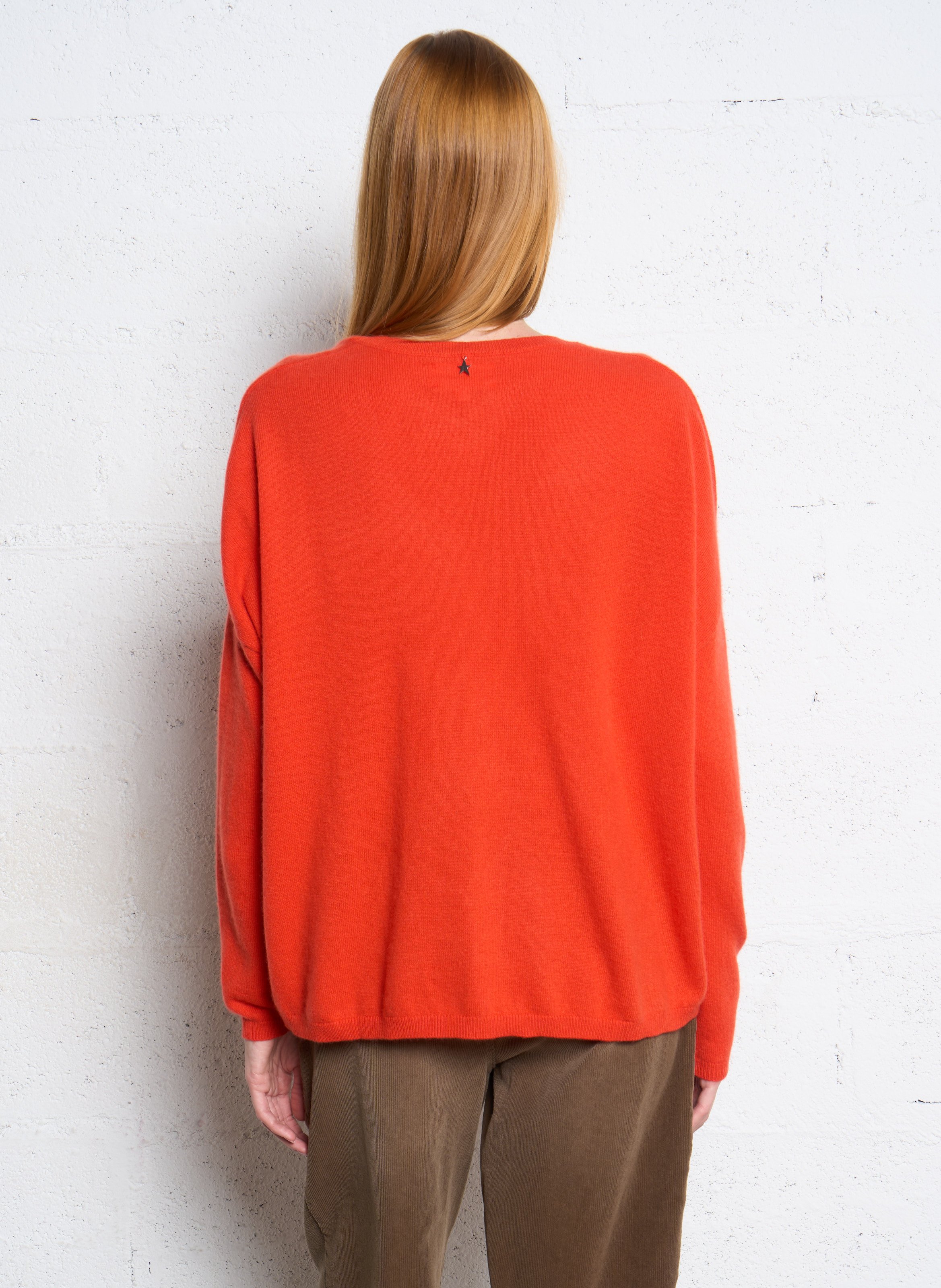 Pull col v en cachemire  SUD EXPRESS Orange