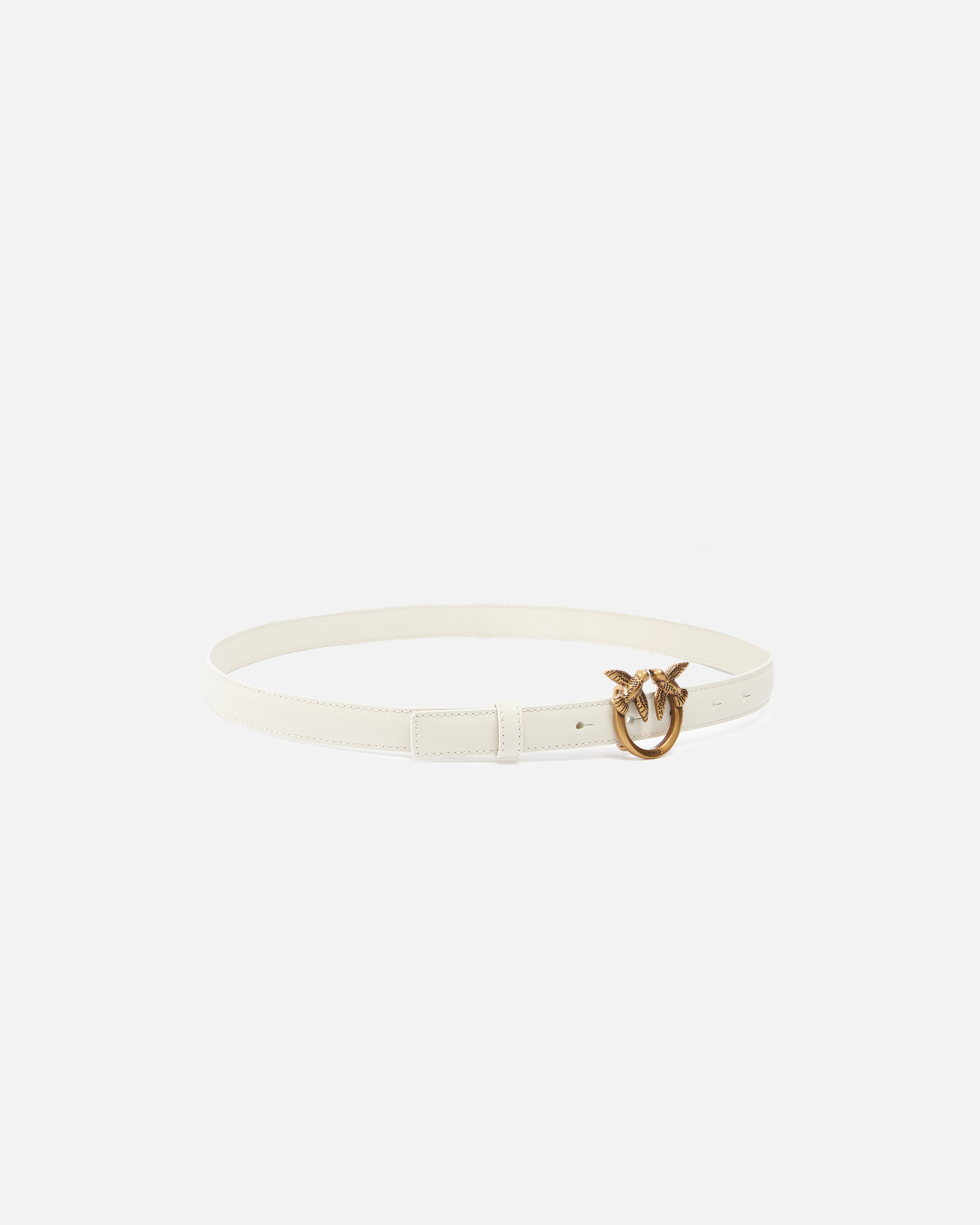 Fine Love Birds leather belt 2cm PINKO White