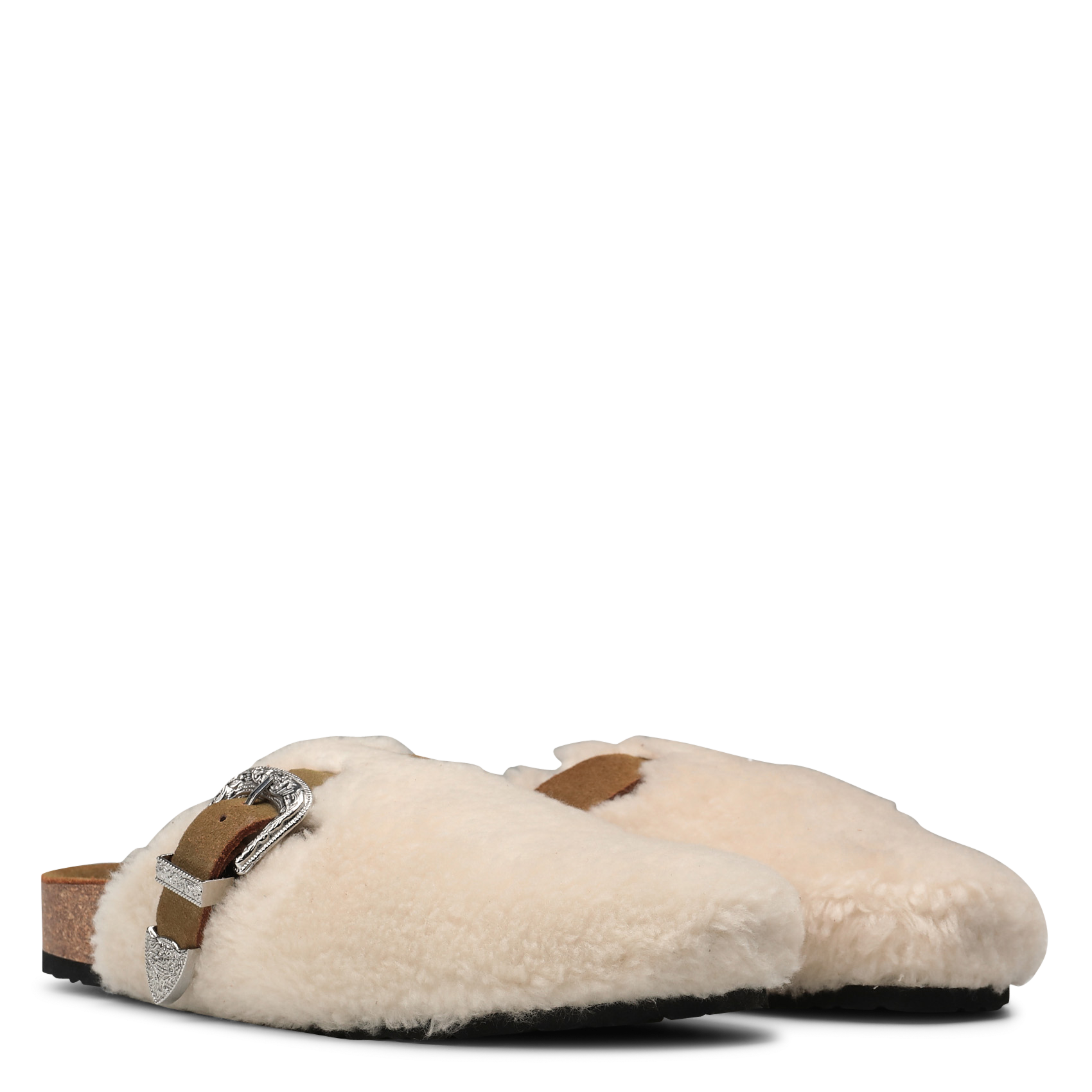 Flat mules in synthetic fur IKKS White