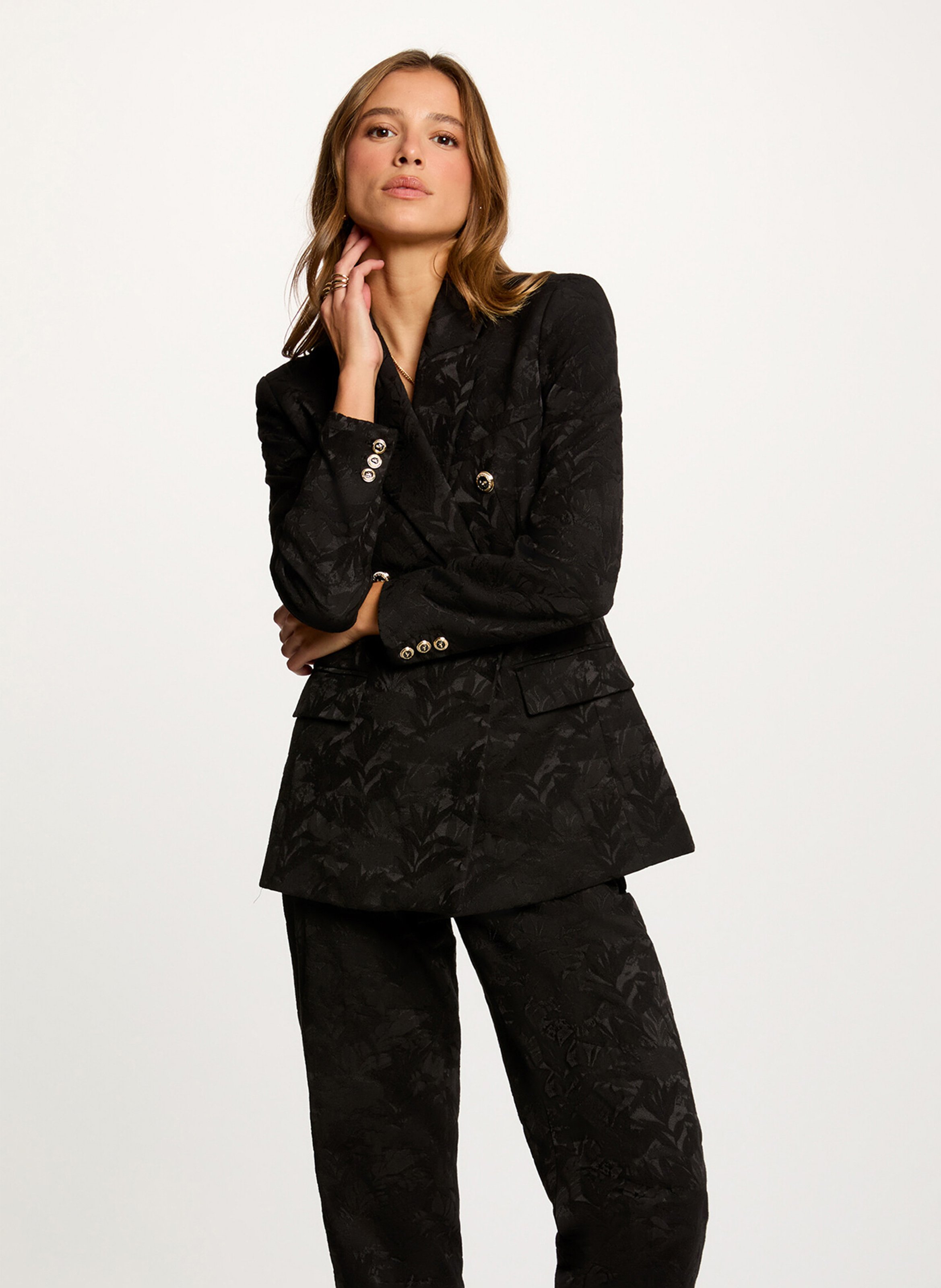 Veste tailleur en jacquard imprimé MORGAN Noir