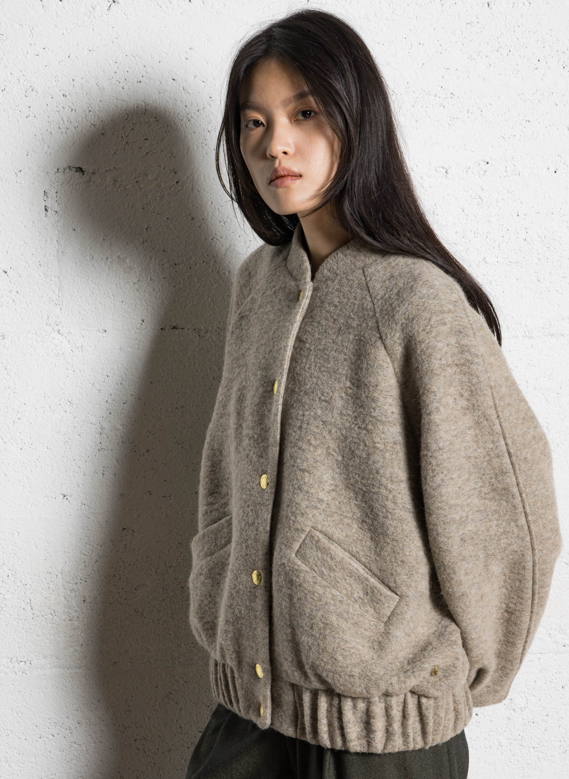 Teddy collar jacket in blended wool DES PETITS HAUTS