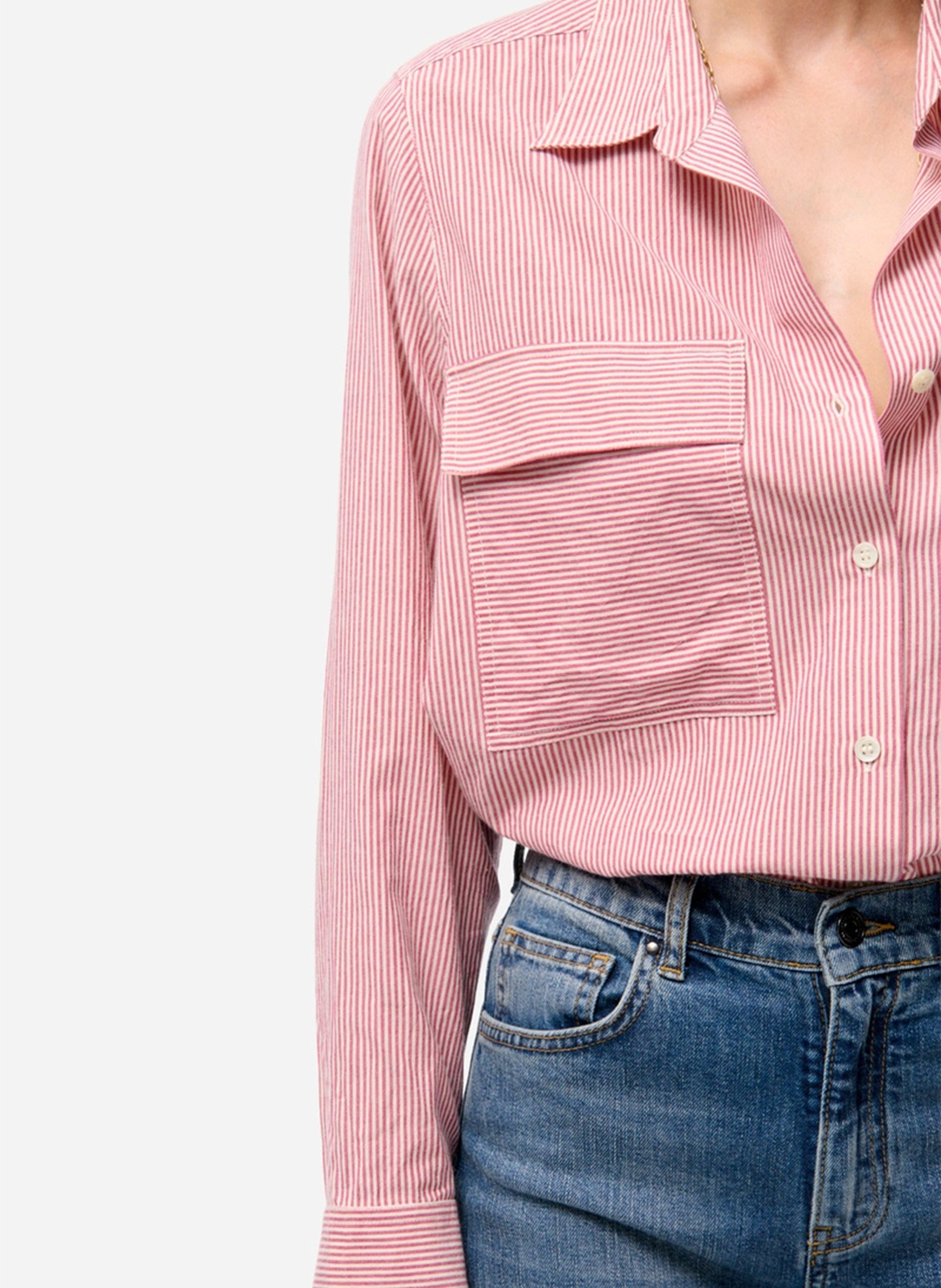 Straight-cut striped cotton shirt with classic collar VANESSA BRUNO Pink