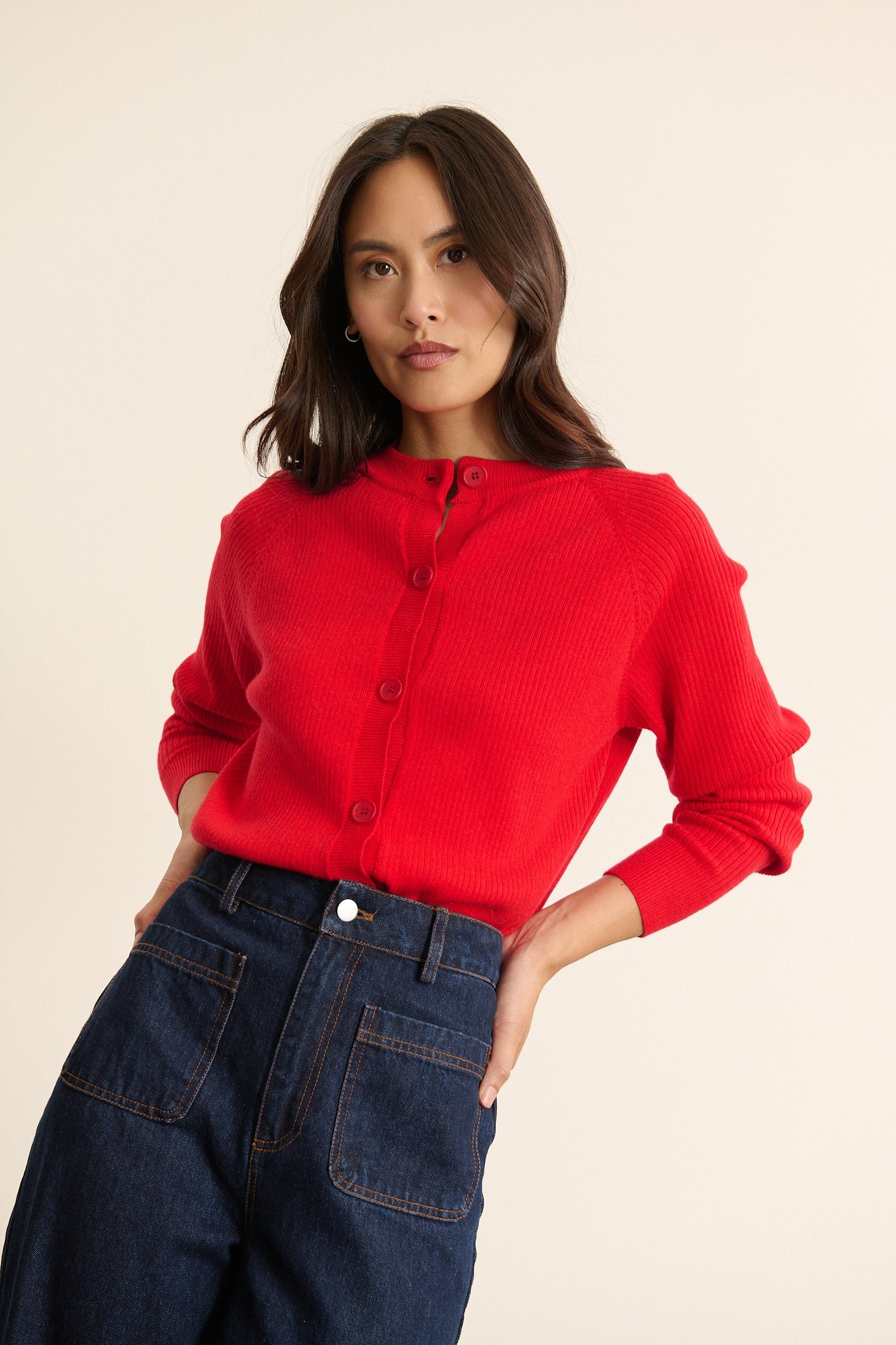 Long-sleeved button-up cardigan GARANCE PARIS Red